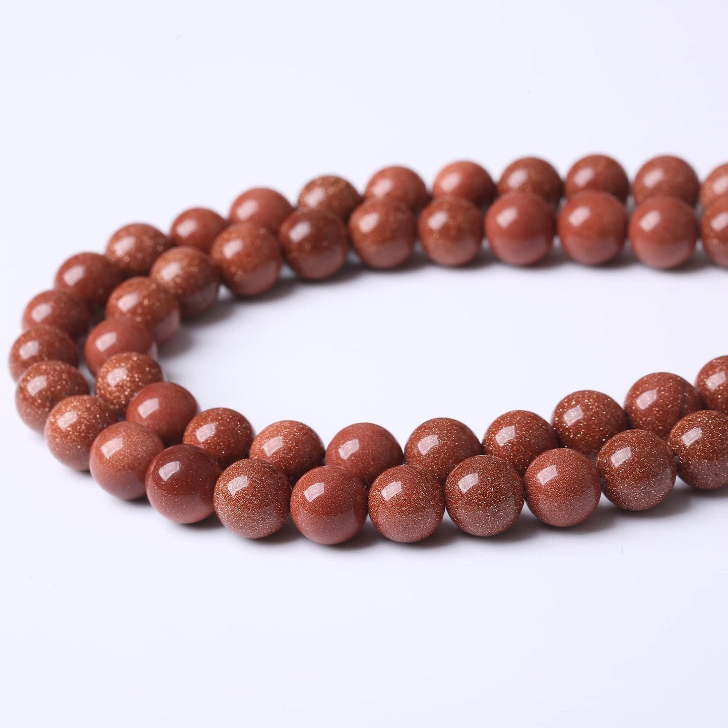 10MM Gold Sand Stone Round Loose Beads Natural Gem Beads Crystal Energy Stone Beads for Jewelry Making DIY Bracelet Necklace
