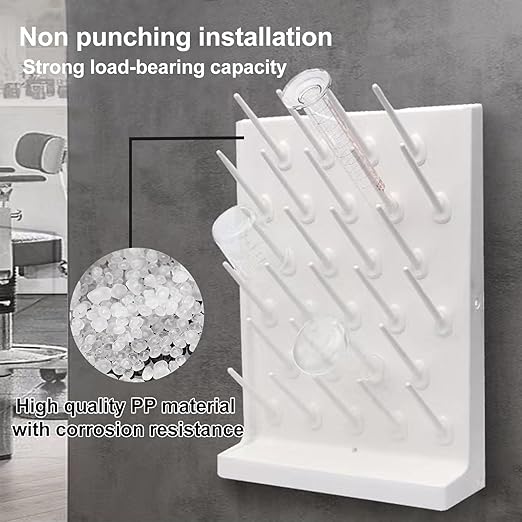 Wall Mounted Drying Rack 27 Pegs Lab Drying Draining Rack Cleaning Equipment Bench-top Laboratory Glassware