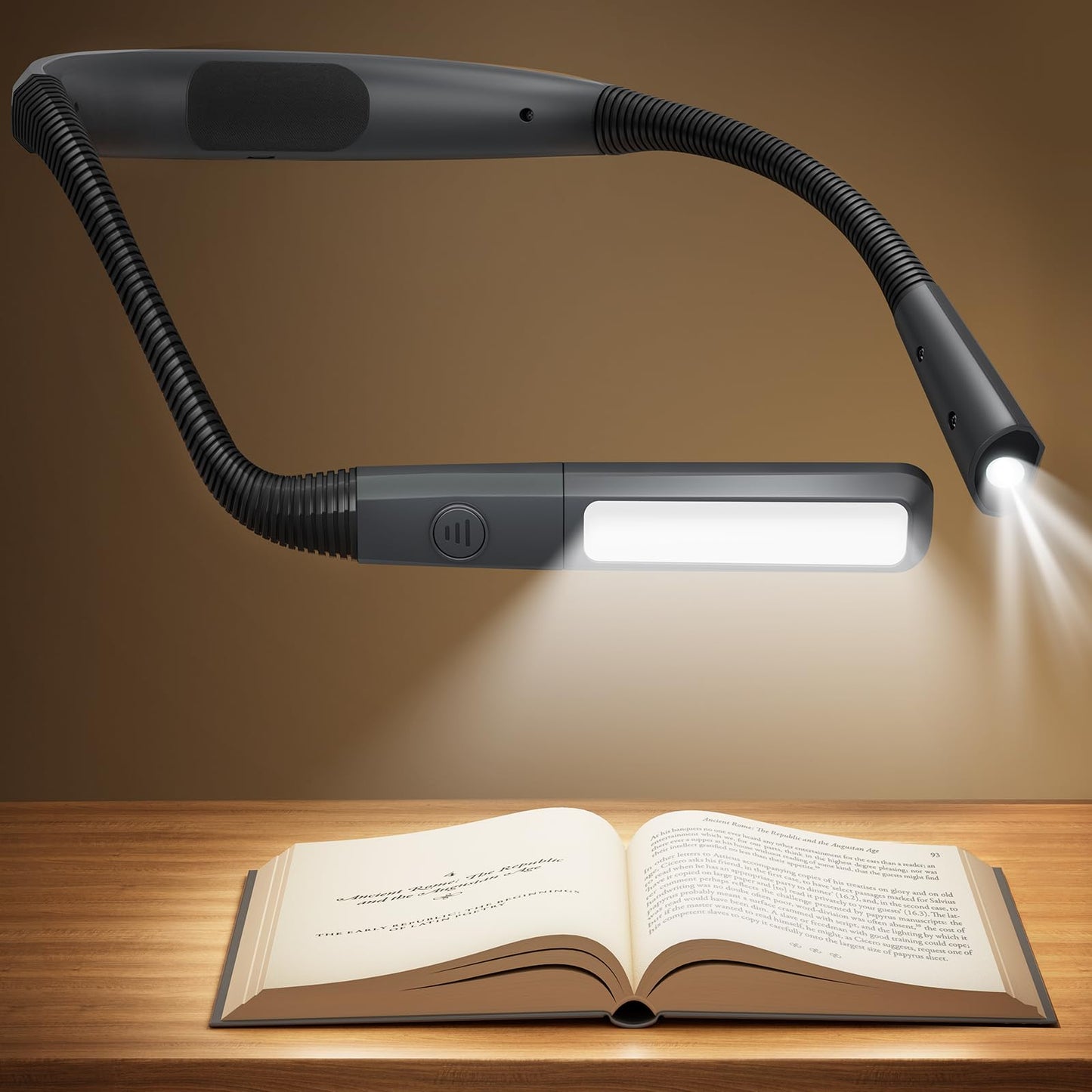 Glocusent Rechargeable Neck Light, 100Hrs Long Lasting Neck Reading Light, 5 Colors & Stepless Dimming Reading Light - Perfect Book Lights for Reading at Night, Knitting, Book Lovers Gifts