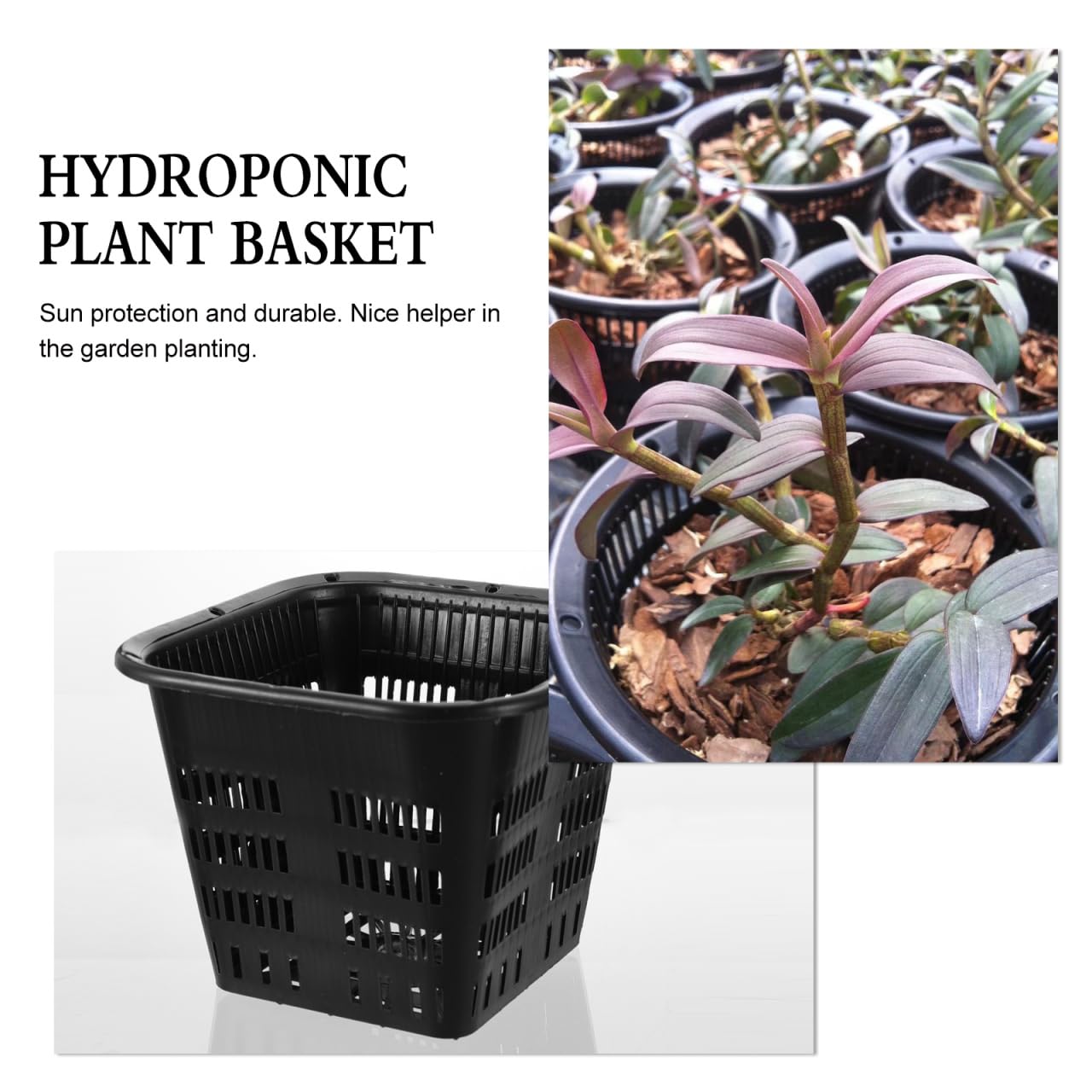 Yardwe Root Control Basin Square Net Pot 5.38 Inch Thickened Plastic Hydroponic Plant Basket for Root Growth and Water Cultivation
