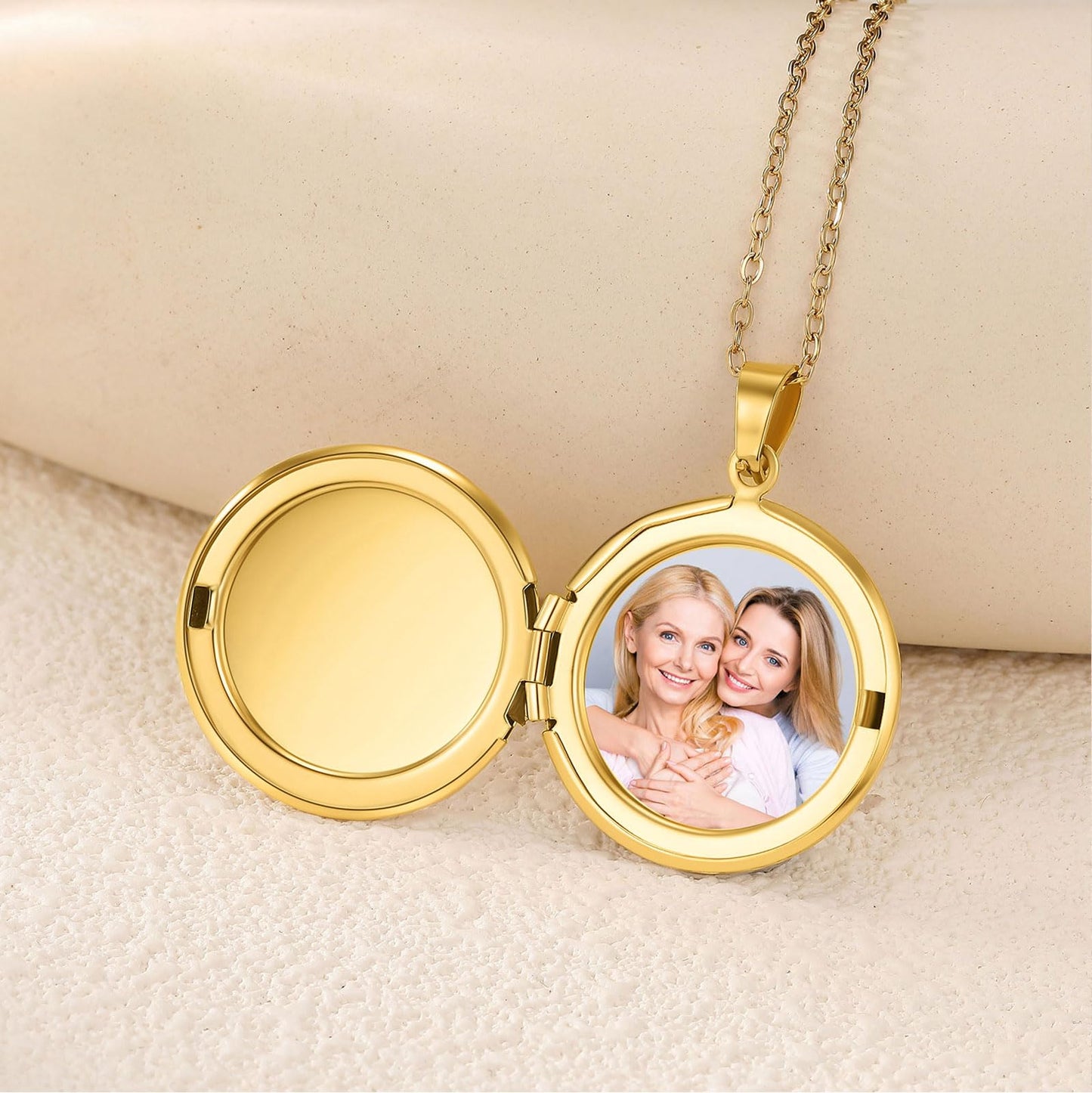 PHOCKSIN Gold Round Locket Necklace 12 Birth Flowers Personalized Necklace that Holds Pictures Customized Gifts Locket Necklaces for Birthday