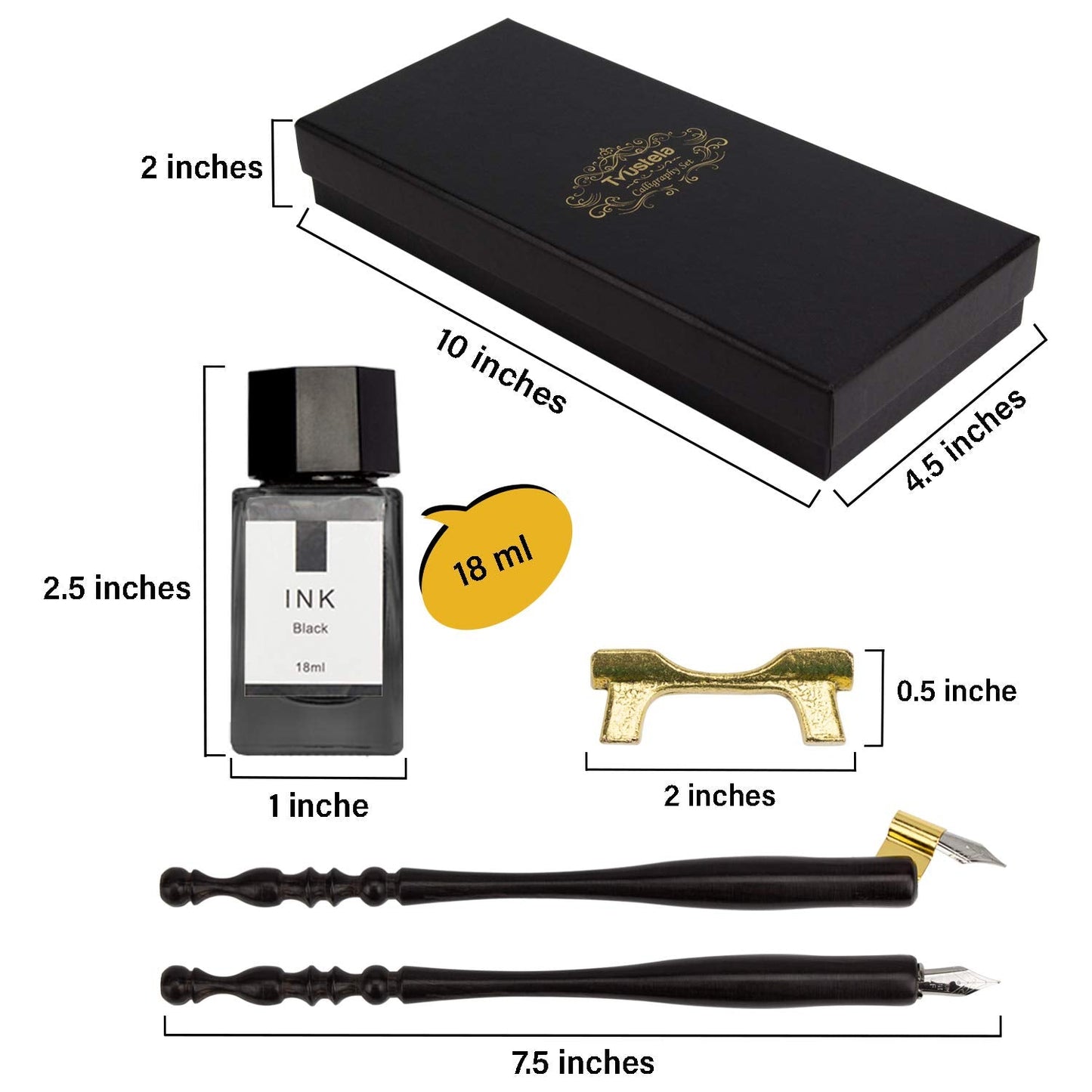 Trustela Calligraphy Set for Beginners, Dip Pen Set with 19 Nibs, Oblique Pen Holder, Wooden Pen Set