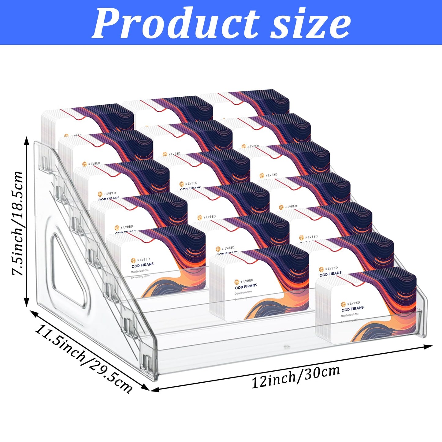 Sibosen 7 Tiers Acrylic Business Card Holder for Desk 21 Slots Acrylic Card Holder Display Premium Cards Stand for Workspace Multiple-Clear Plastic Display Holder for Office Men and Women