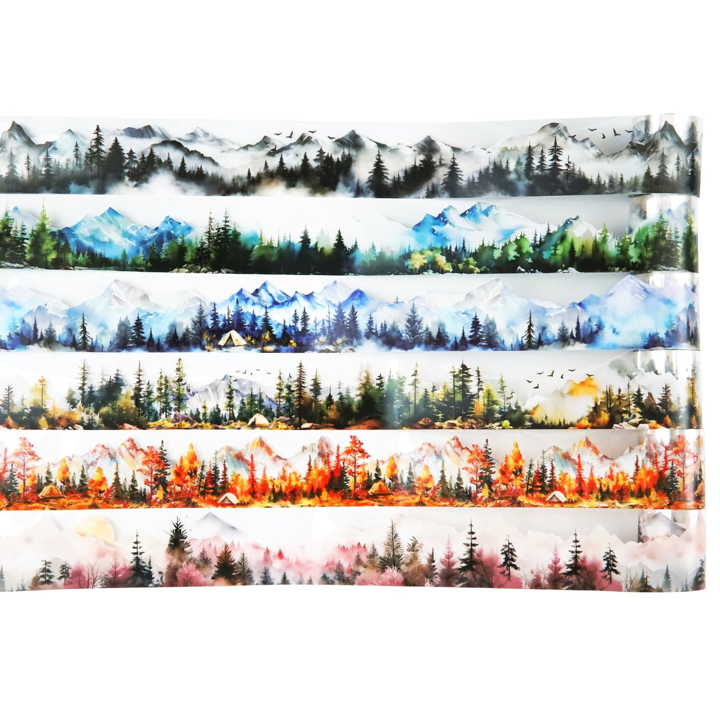 AuriicLeaf Mountain PET Tapes Set, 6 Rolls of Nature Ephemera for Junk Journaling, Scrapbooking, Crafting, DIY Projects, Diaries, and Art Supplies
