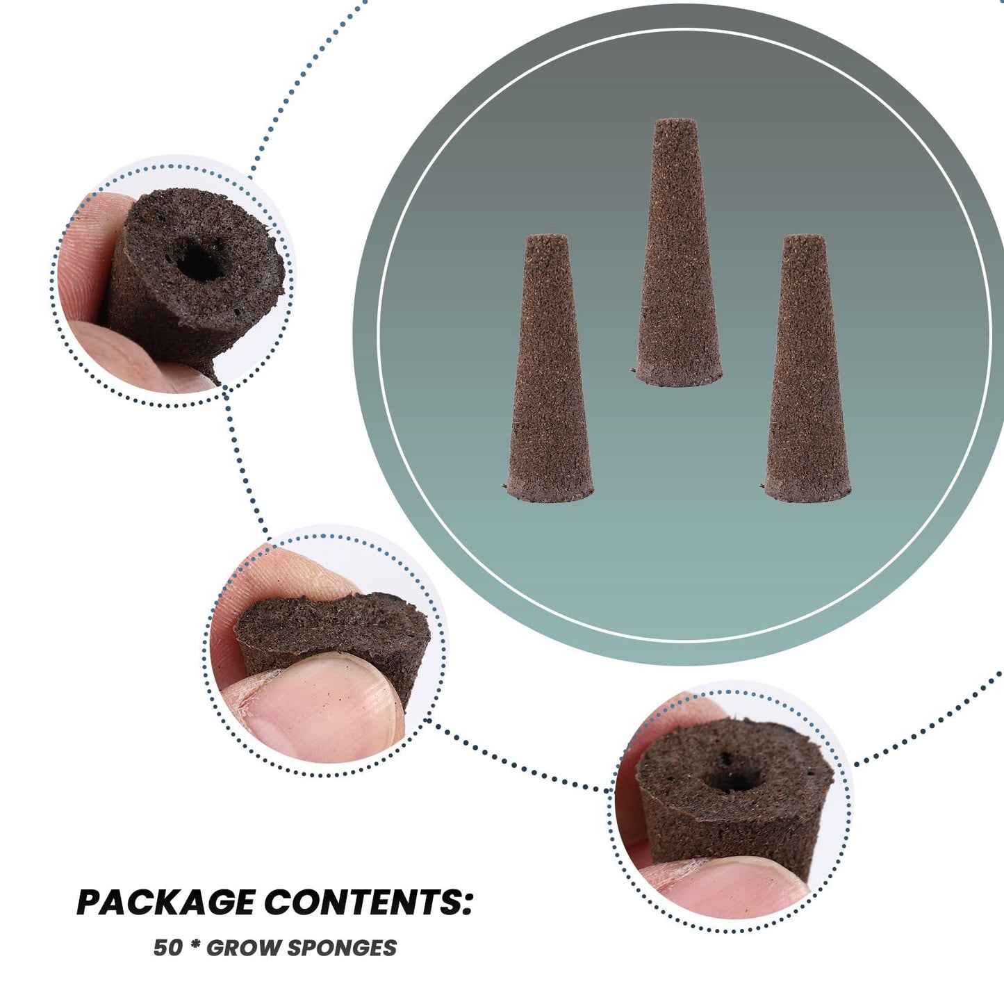 ALFYRCFT Grow Sponges for Use with, Eco-Friendly Plant Growing Plugs Sponges for Hydroponic Plants Growth, Pack of 50