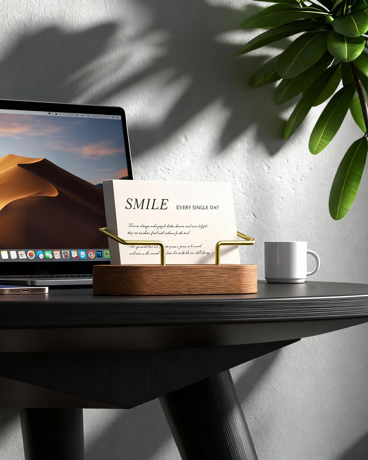 CIHTL Wood Business Card Holder Desk, Creative wooden business card display stand, Office Essentials, Minimalist Office Decor (Walnut 2pack)