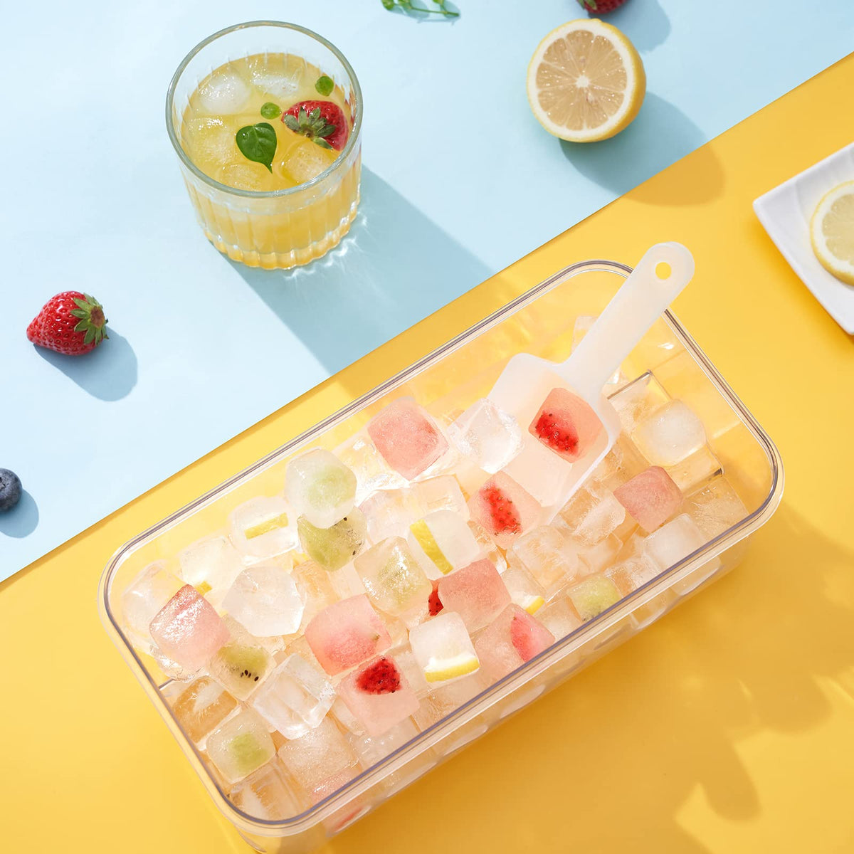 1" Ice Cube Tray with Lid and Bin