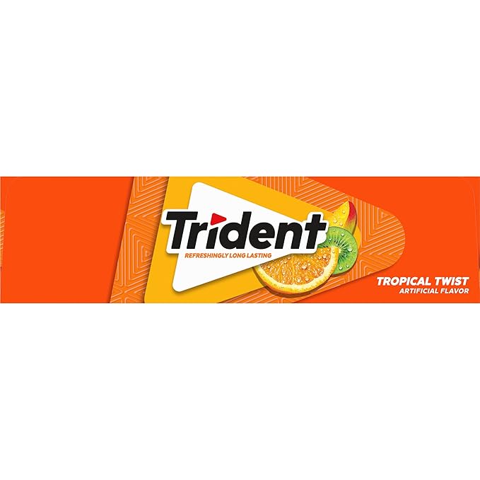 Trident Tropical Twist Sugar-Free Chewing Gum, 14 Count (Pack of 12) (168 Total Pieces)