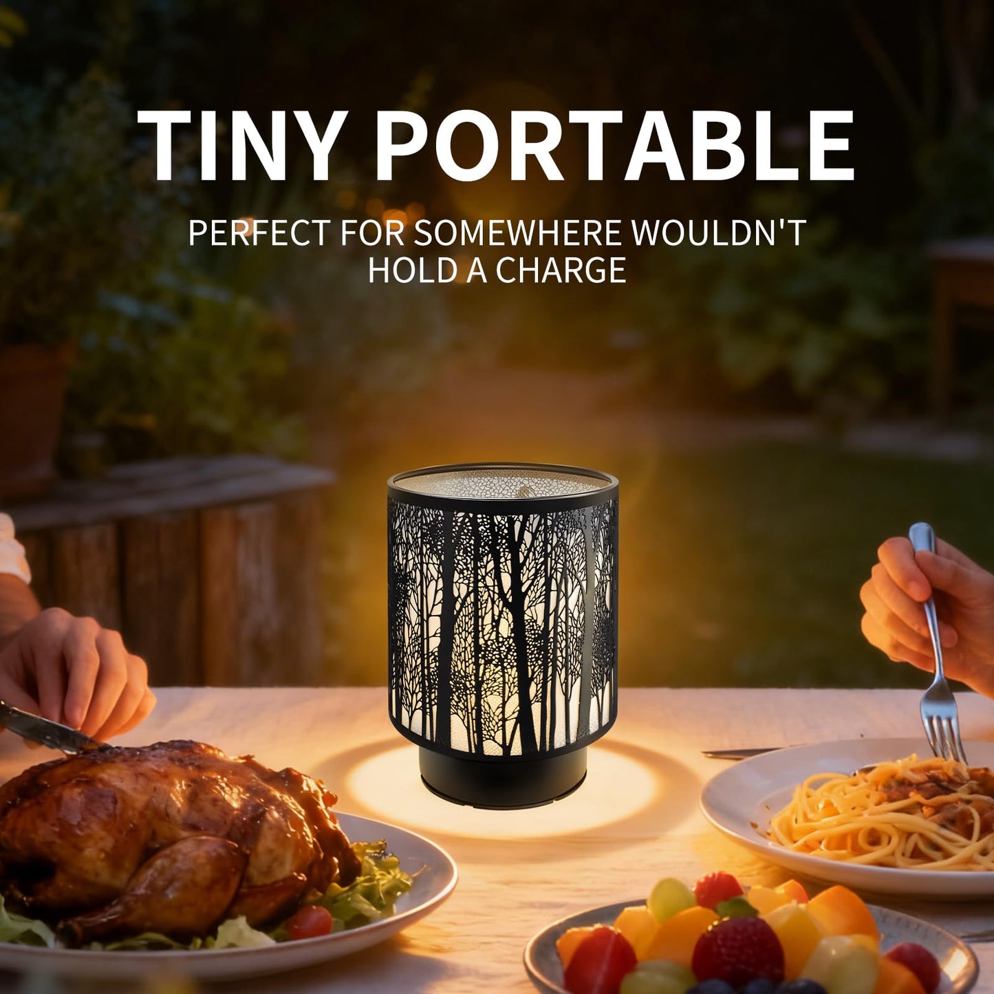 HEKALU Battery Operated Table Lamp, Cordless Lamps for Home Décor, Nightlight with LED Bulb with Timer for Living Room Bedroom Tabletop Entryway Centerpiece Gift (Forest)