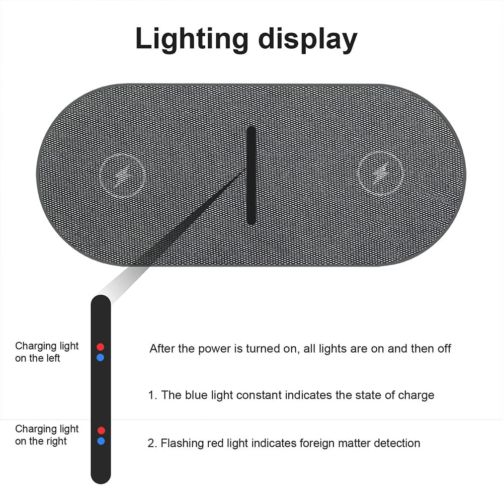 Dual 20W Wireless Charger for Multiple Devices, 40W Fast Wireless Charging Pad/Mat for Apple iPhone, AirPods, for Samsung Galaxy, Google Pixel