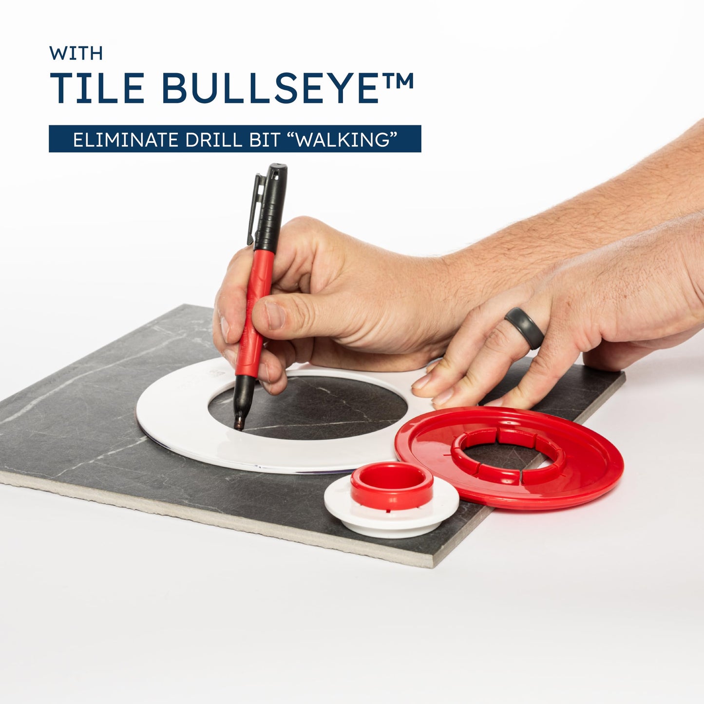 Crowne Tools Tile Bullseye Multi-Size Tile Drilling Template & Guide, 4 Interlocking Rings, Durable Plastic, Precise Alignment