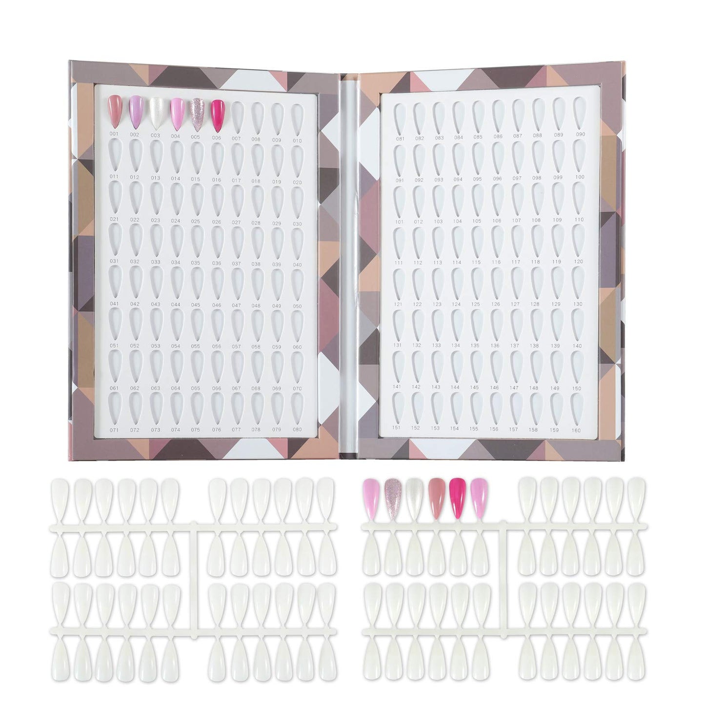 NMKL38 160 Nail Color Display Book Chart with 240 Nail Tips UV Gel Polish Color Card Board Salon Tools (A01)