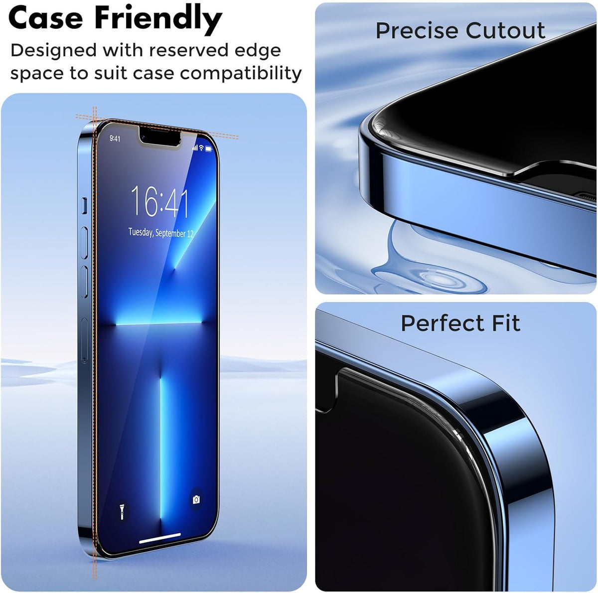 UNBREAKcable Screen Protector for iPhone 14/13/13 Pro [2-Pack] Double Shatterproof Tempered Glass [Easy Installation Frame] [9H Hardness] [99.99% HD Clear] [Bubble Free] for Apple 14/13/13 Pro 6.1''