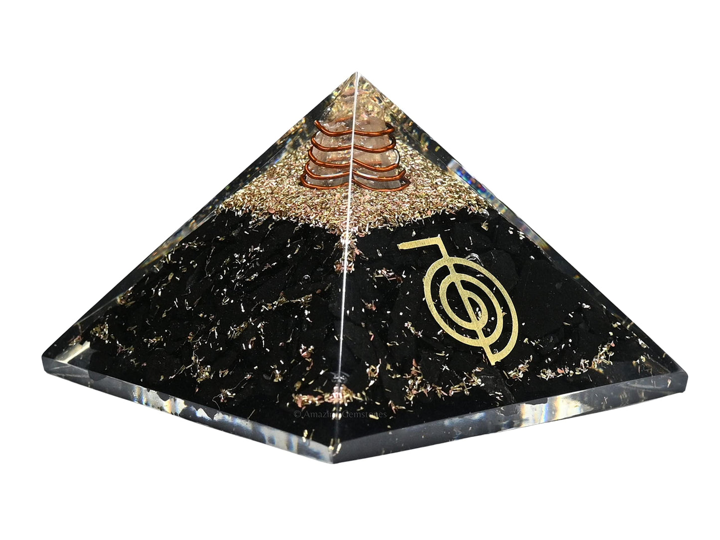 Amazing Gemstone Large Black Tourmaline Orgone Pyramid Crystal, Reiki Orgonite Pyramid - Positive Energy Healing