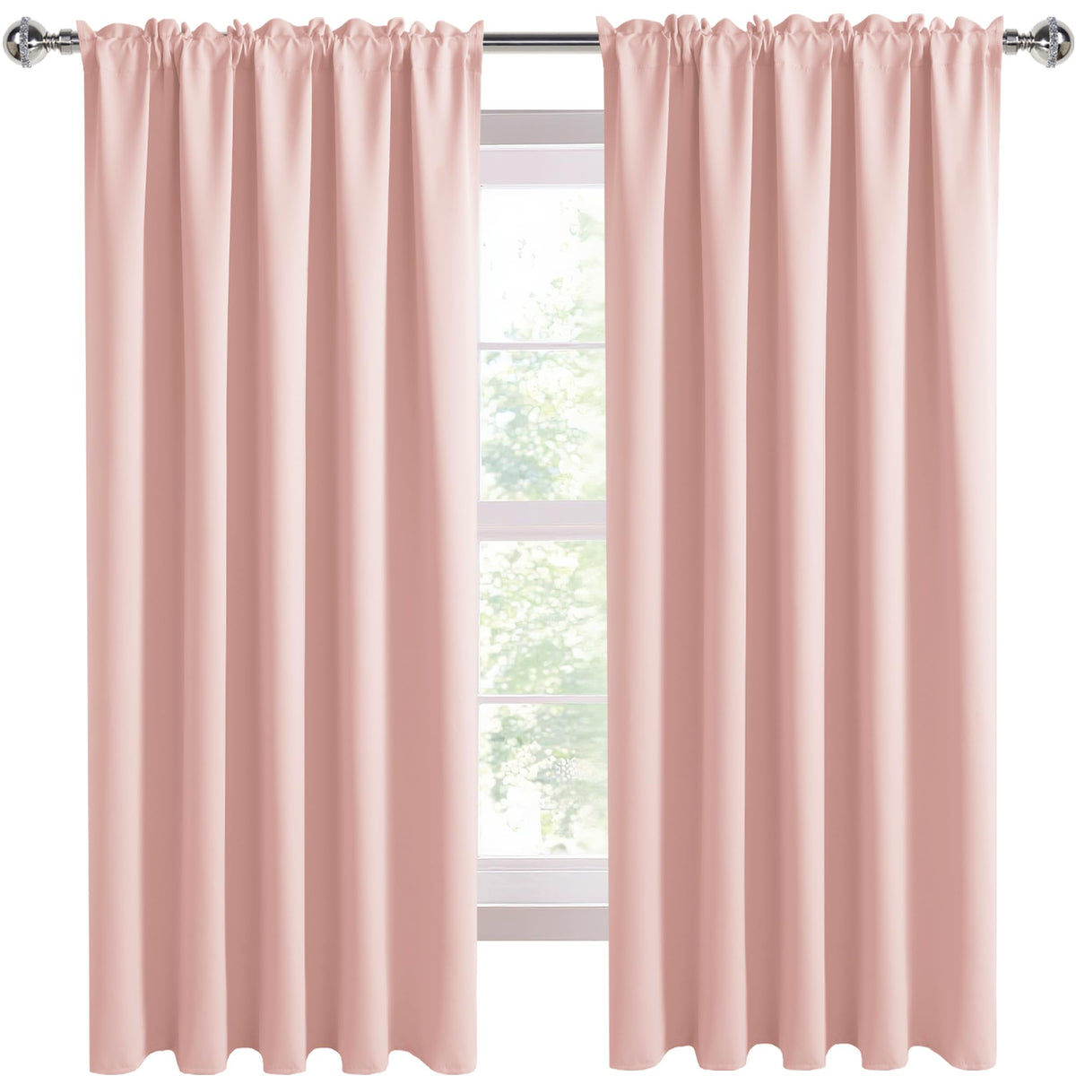 Wide Blackout Curtains for Bedroom 70 x 72 Inch Long Blush Pink