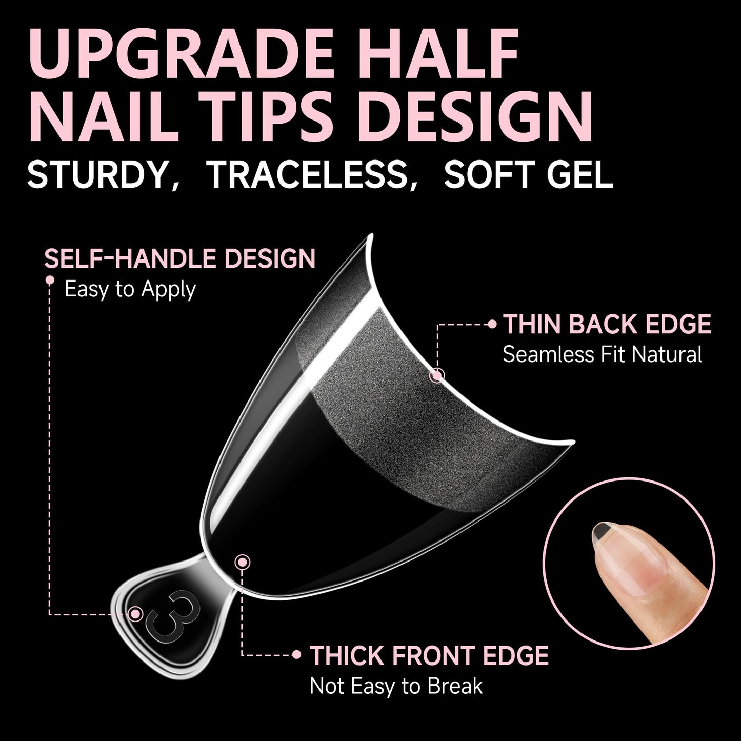 UNA GELLA Almond Gel Nail Tips Short: Half Cover Almond Shape Nail Tips Matte 216pcs Clear Gelly Tips for Saving Nail Extension DIY Nail Art, Self-handle 12Sizes