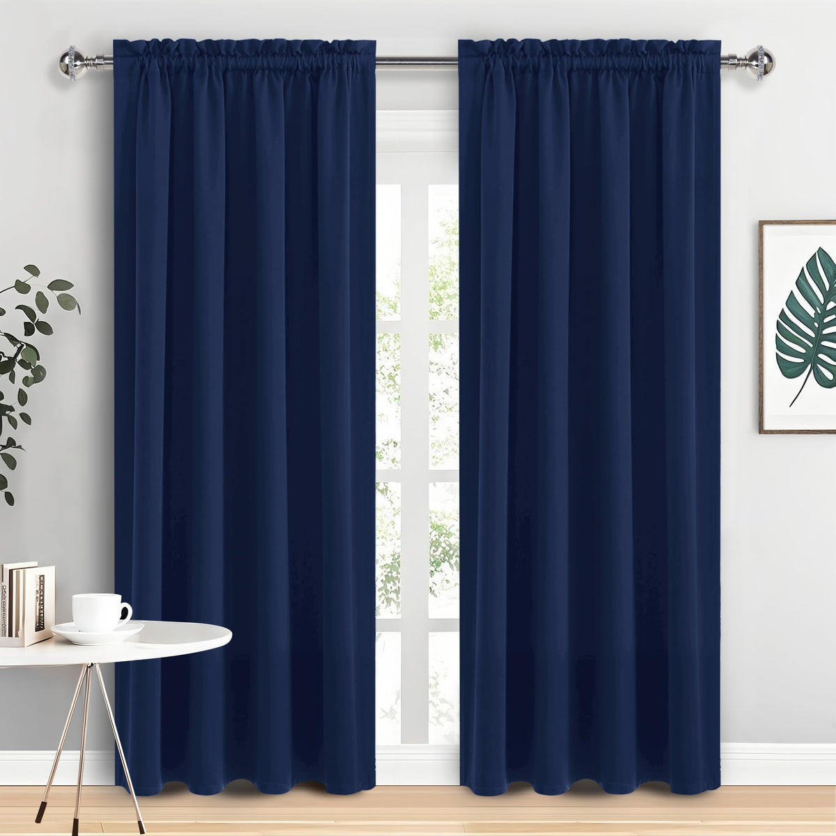 Blackout Curtains for Bedroom 52 x 95 Inch Long Navy Blue 2 Panels (2 Count)