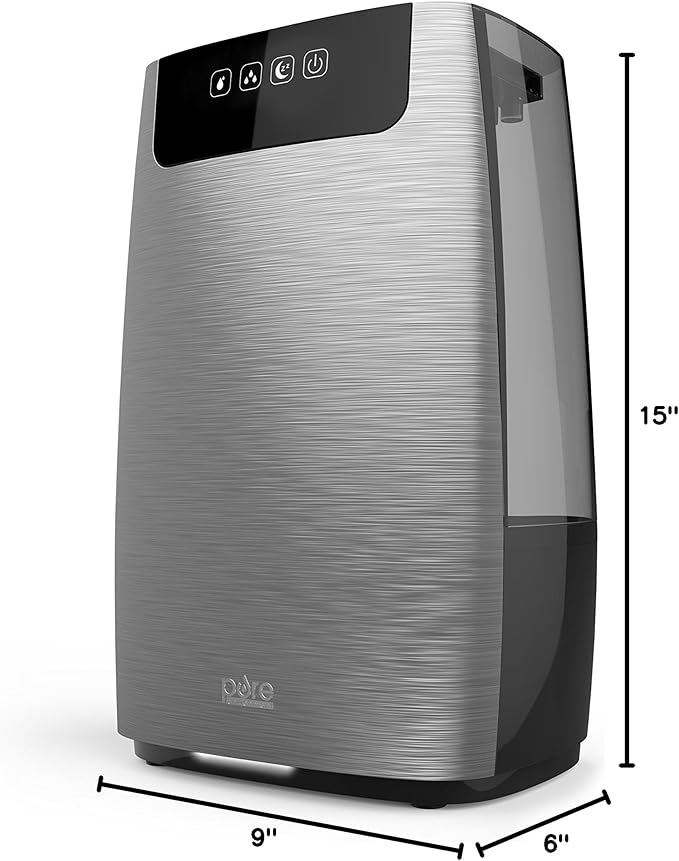 Pure Enrichment HumeXL Ultrasonic Cool Mist Humidifier - Large, Easy-to-Clean 5-Liter/1.3 Gallon Water Tank, Touch-Button Control, High/Low Mist, 2 Independent 360° Mist Nozzles and Night Mode