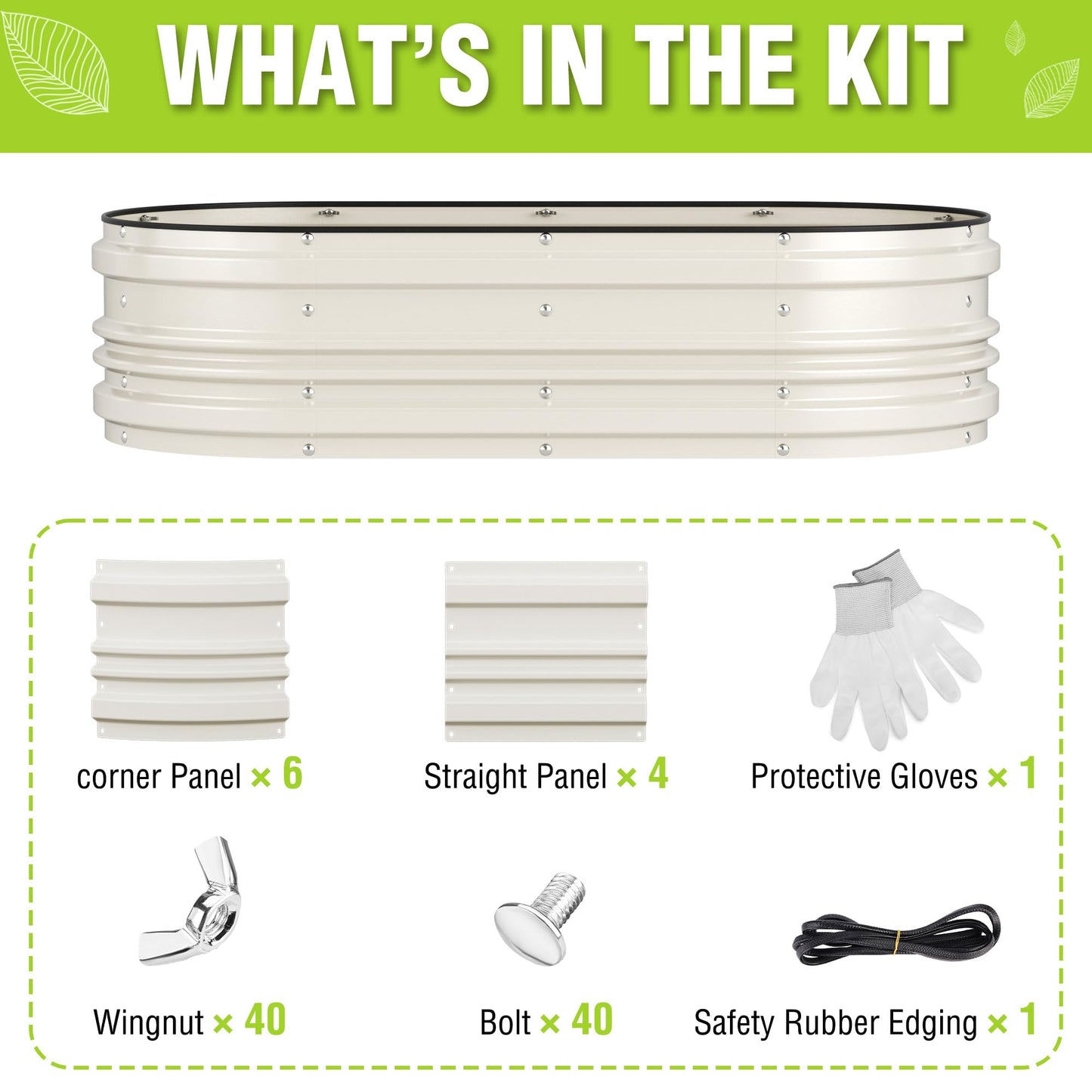 WORKPRO 4x2x1ft Galvanized Raised Garden Bed Set, Rust & Corrosion Protection, Easy Assembly, Safe Edge, Ideal for Vegetables & Flowers, White