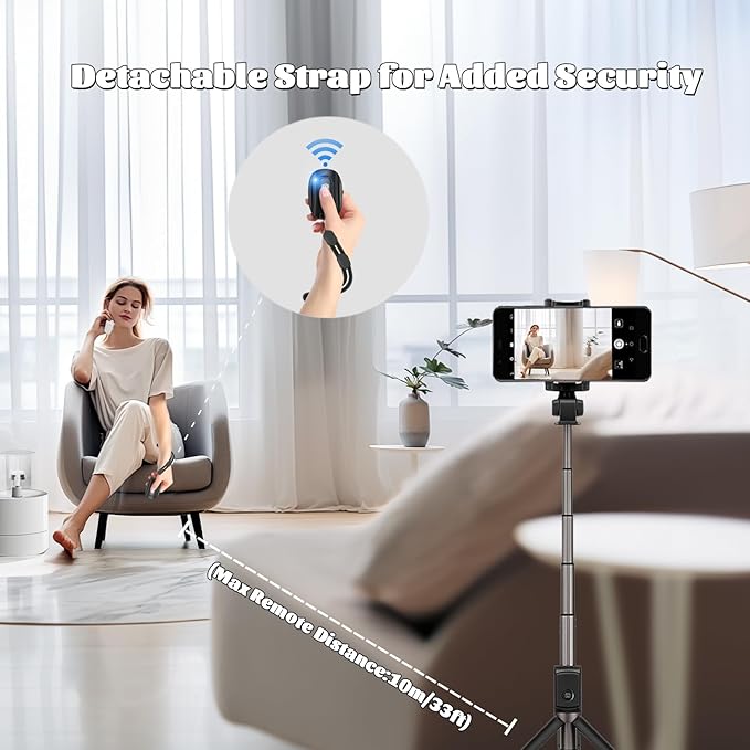 VYVIYON Bluetooth Camera Remote Shutter for iPhone and Android Smartphones, Rechargeable Wireless Phone Remote Control,Selfie Button for Photos and Videos, Charging Cable Included (2 Pack) Black&White