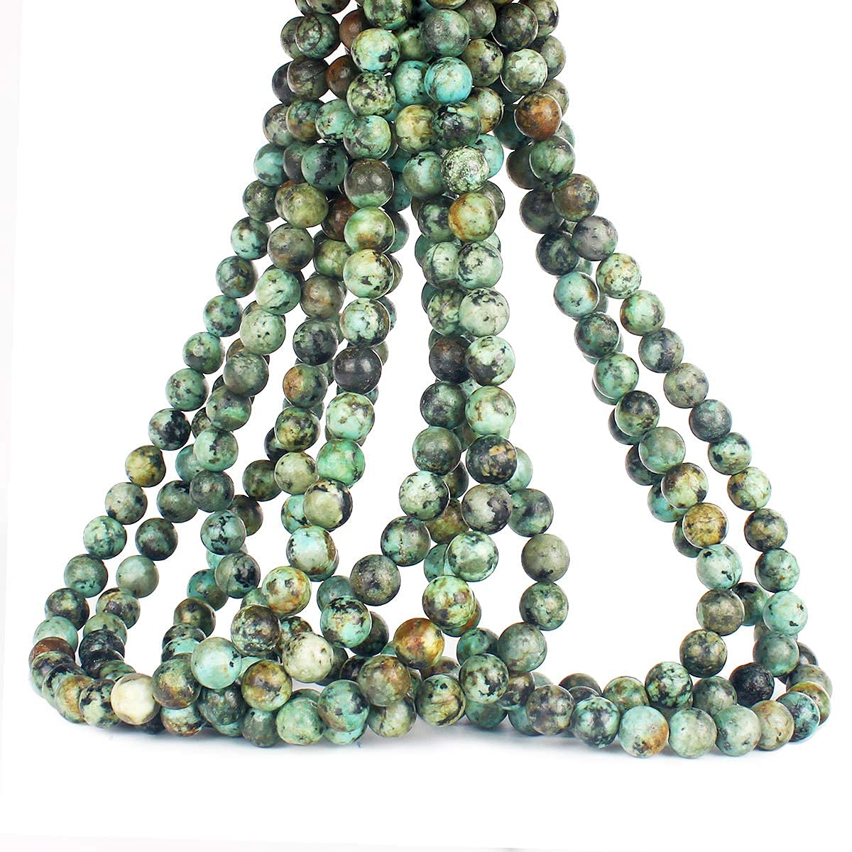 70PCS Natural 8MM Healing Gemstone, African Turquoise Energy Stone Round Loose Beads, Semi-Precious Crystal Beads with Free Elastic String for Jewelry Making DIY
