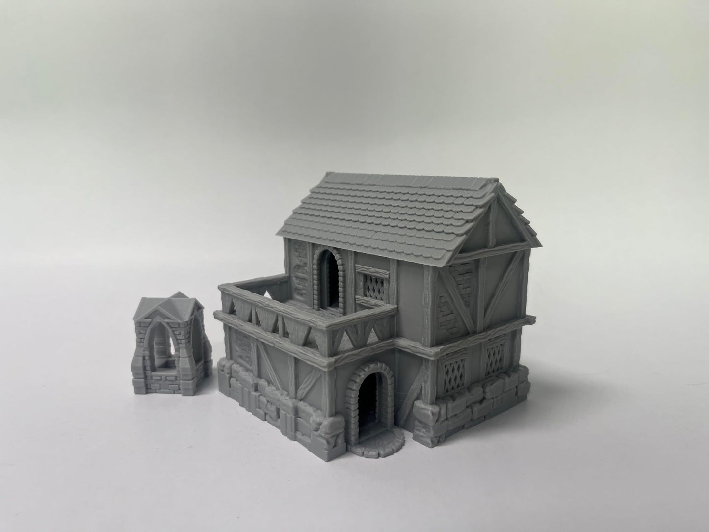 Paintable Tabletop Miniature Little Town Building Terrains - 18mm Small Scale Dioramas Building Set Scenery with Medieval Architecture Style by HAUTICO (HVillageHouses7-1)