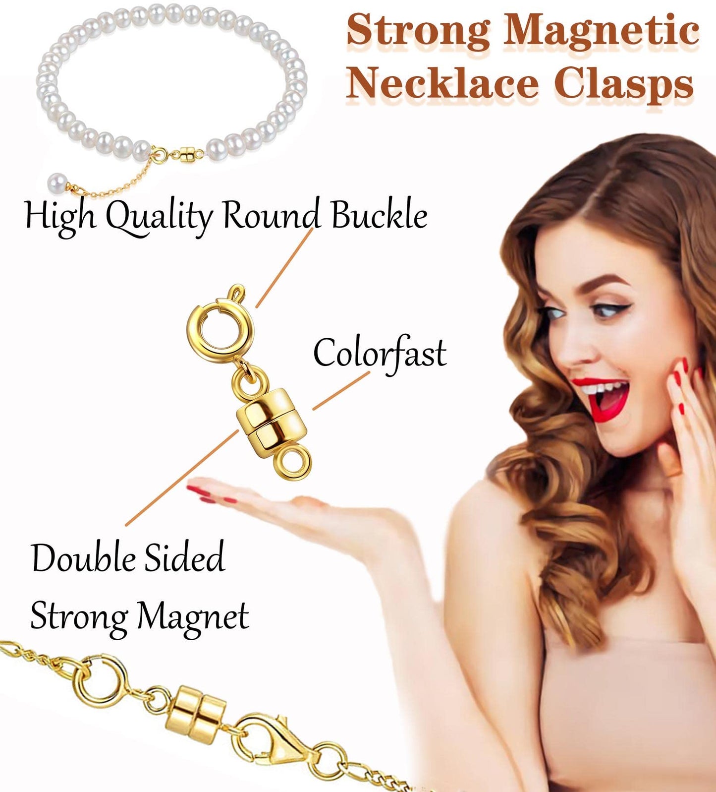 Dailyacc Magnetic Necklace Clasps and Closures - Safety 14 K Gold and Silver Jewelry Converters for Bracelets Chain Extender