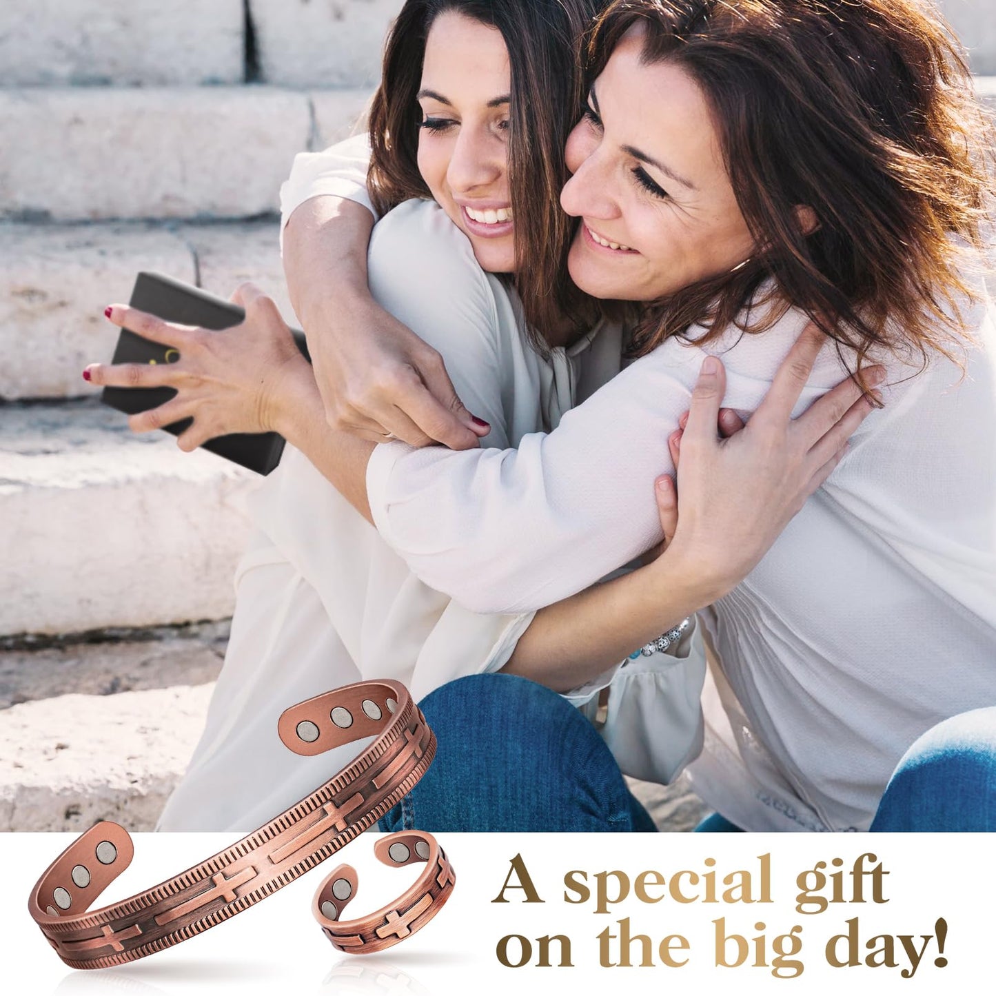 Lymphatic Drainage Ring & Copper Bracelet for Women, Magnetic Copper Bracelet and Magnetic Lymph Detox Ring, 100% Solid Pure Copper Jewelry Gift