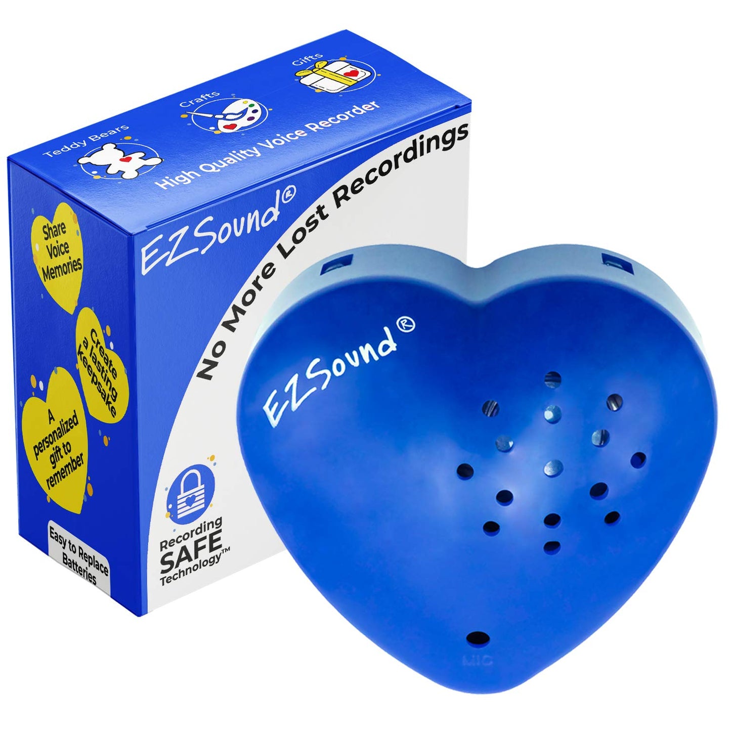EZSound Voice Recorder for Teddy Bear | 30 sec Voice Box for Stuffed Animal | Personal Recordable Button | Custom Build a Bear Heart for Plush, Gifts, Messages, Kids | Music Sound Module with Speaker