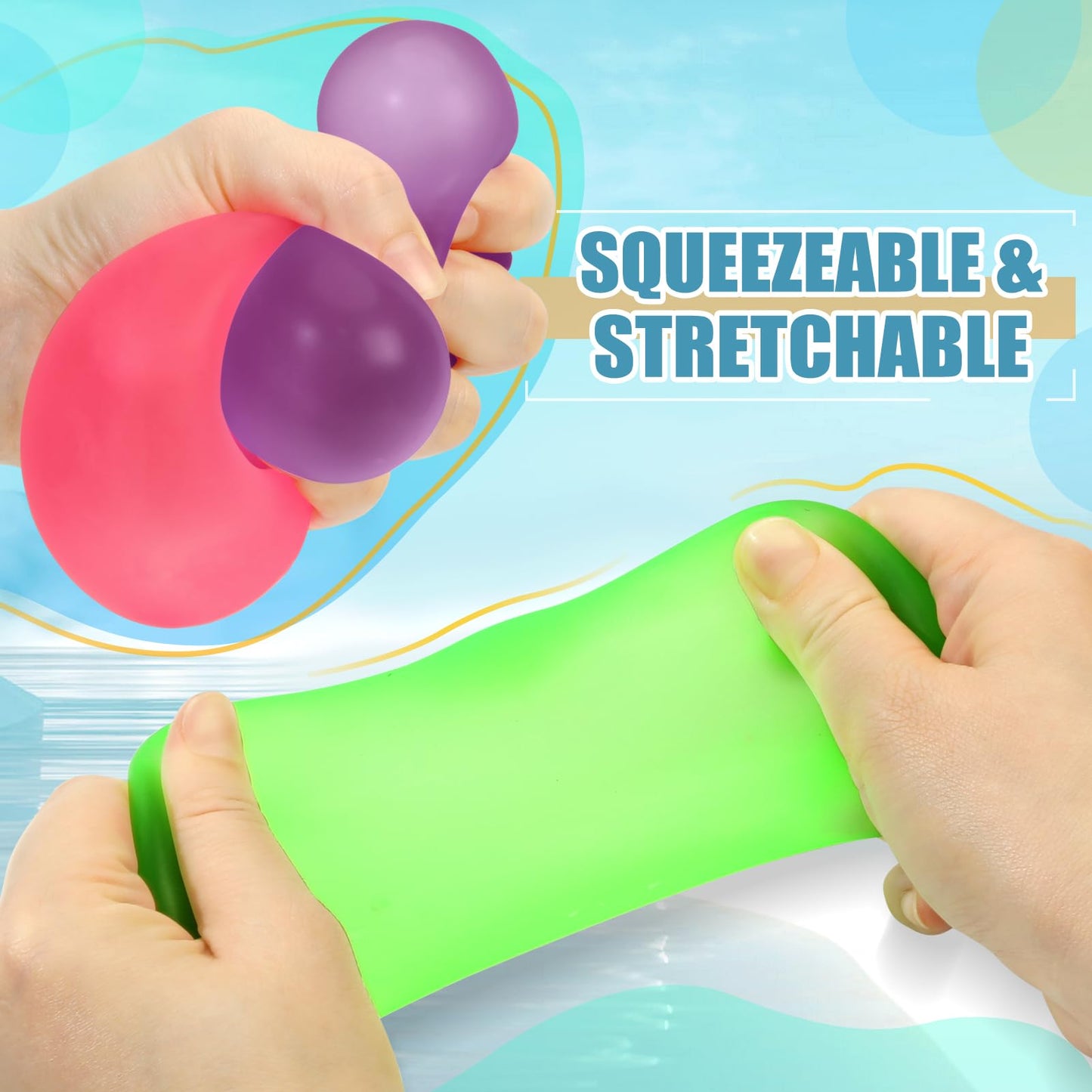 APLIST Stress Cube Squishy Fidget Toys - 4 Pack 2 Inches Square Ice Squeeze Balls High Density Gel Filled, Quiet Fidget for Classroom Student Calming, Sensory Anxiety Relief Item for Kids Adults