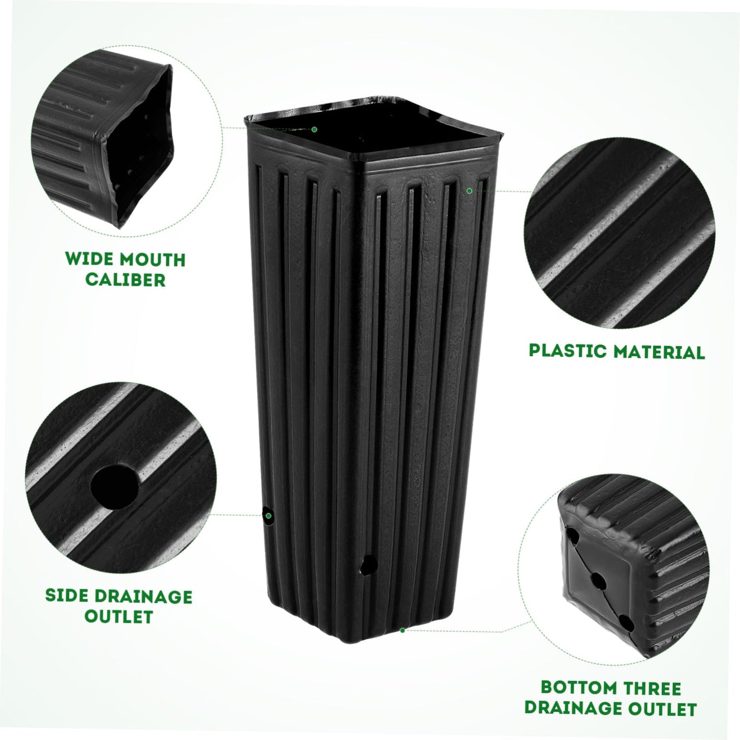 Yardwe 60 Pcs Tree Pots, 11.41" Tall Plastic Plant Nursery Containers with Plant Labels, Black Seedling Pots for Indoor Outdoor Gardening