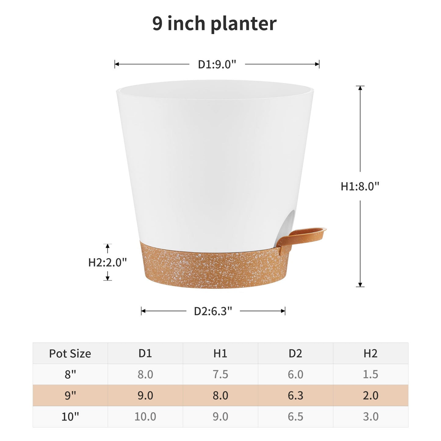 FaithLand 2 Tier Plant Stand and 2-Pack 9 Inch Self Watering Pots Bundle