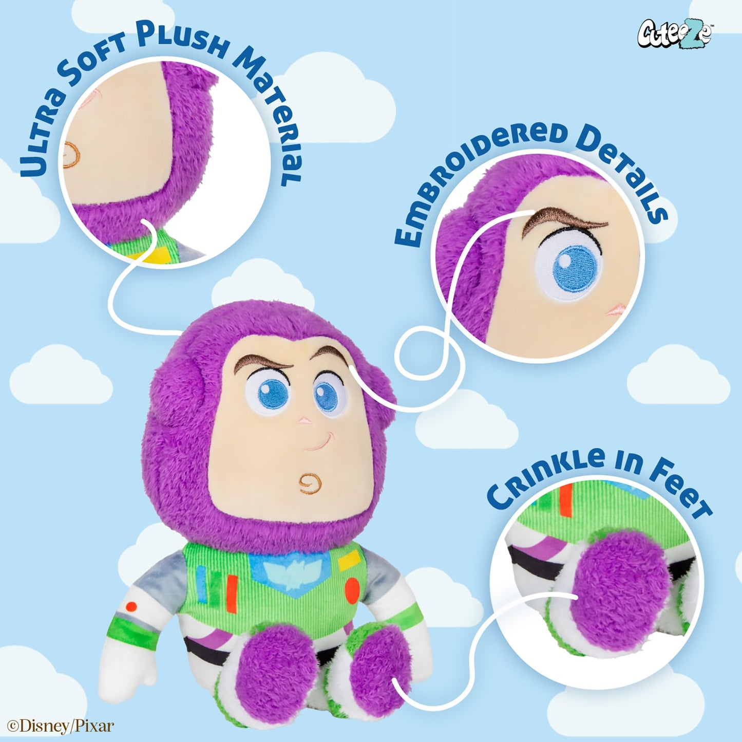 Kids Preferred Disney Pixar Toy Story Buzz Lightyear Toy Cuteeze Extra Soft Plush Stuffed Animal Toy for Baby and Toddler Boys and Girls 12 Inch Size