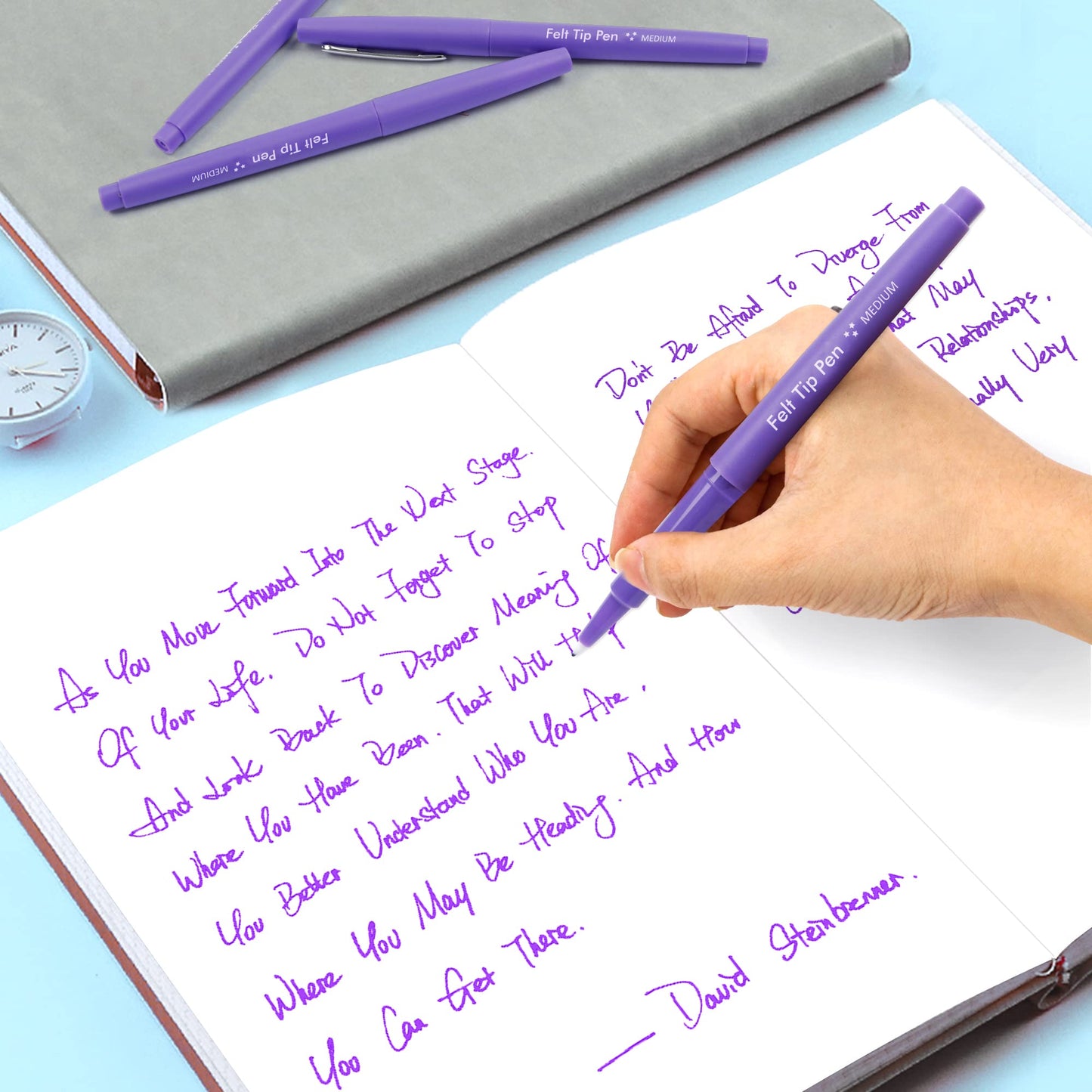 Lelix Felt Tip Pens, 60 Purple Pens, 0.7mm Medium Point, Felt Tip Markers Pens for Journaling, Writing, Note Taking, Planner, Perfect for Art Office and School Supplies