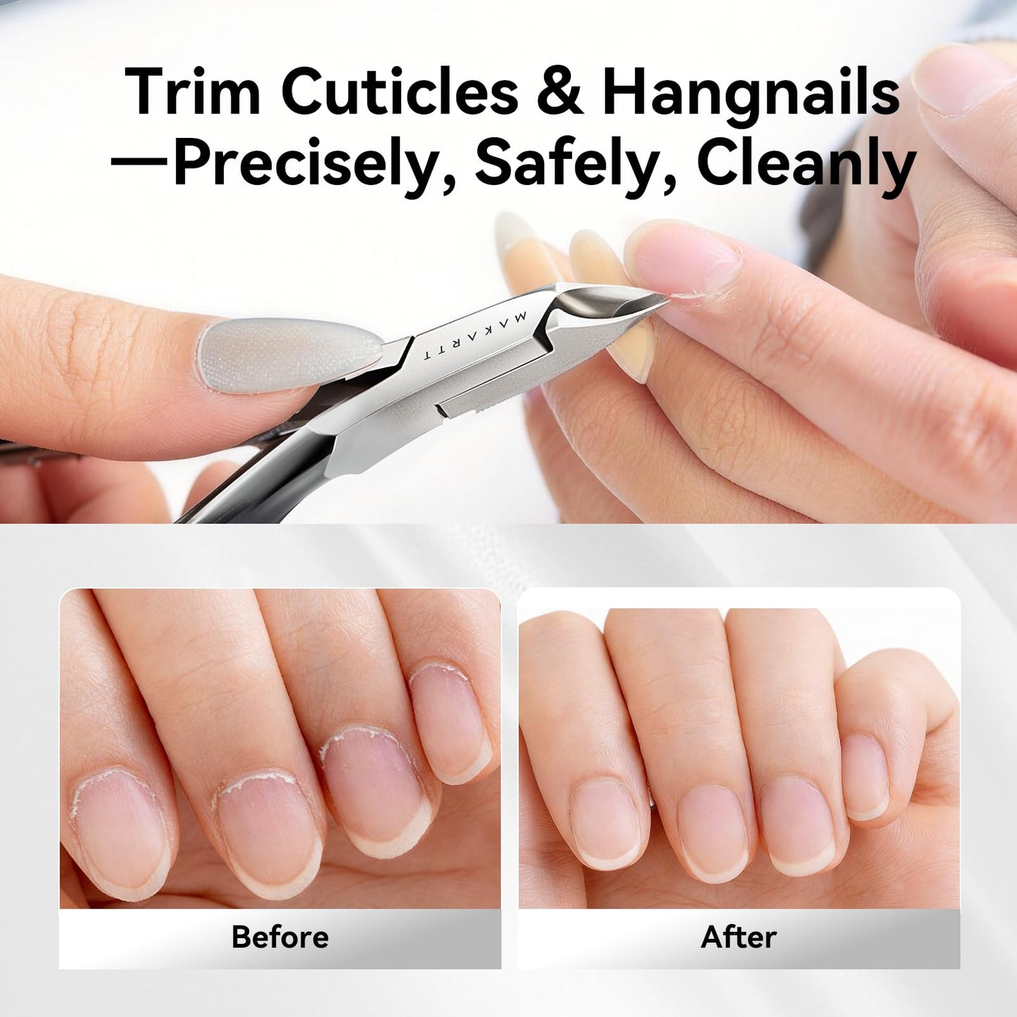 Makartt Professional Cuticle Nipper: 1/2 Jaw Precision Cuticle Trimmer for Beginners & Nail Technicians, 5mm Short Blade, Rust-Resistant Stainless Steel, Salon & Detailed Nail Art Use (Titanium Black)