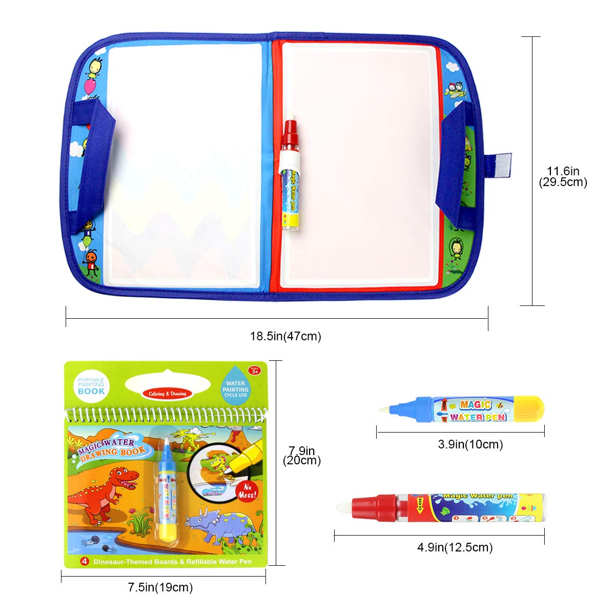 Jenilily Water Doodle Mat Portable Travel Drawing Bag Mat with Pen Educational Painting Toy for Toddlers Kids