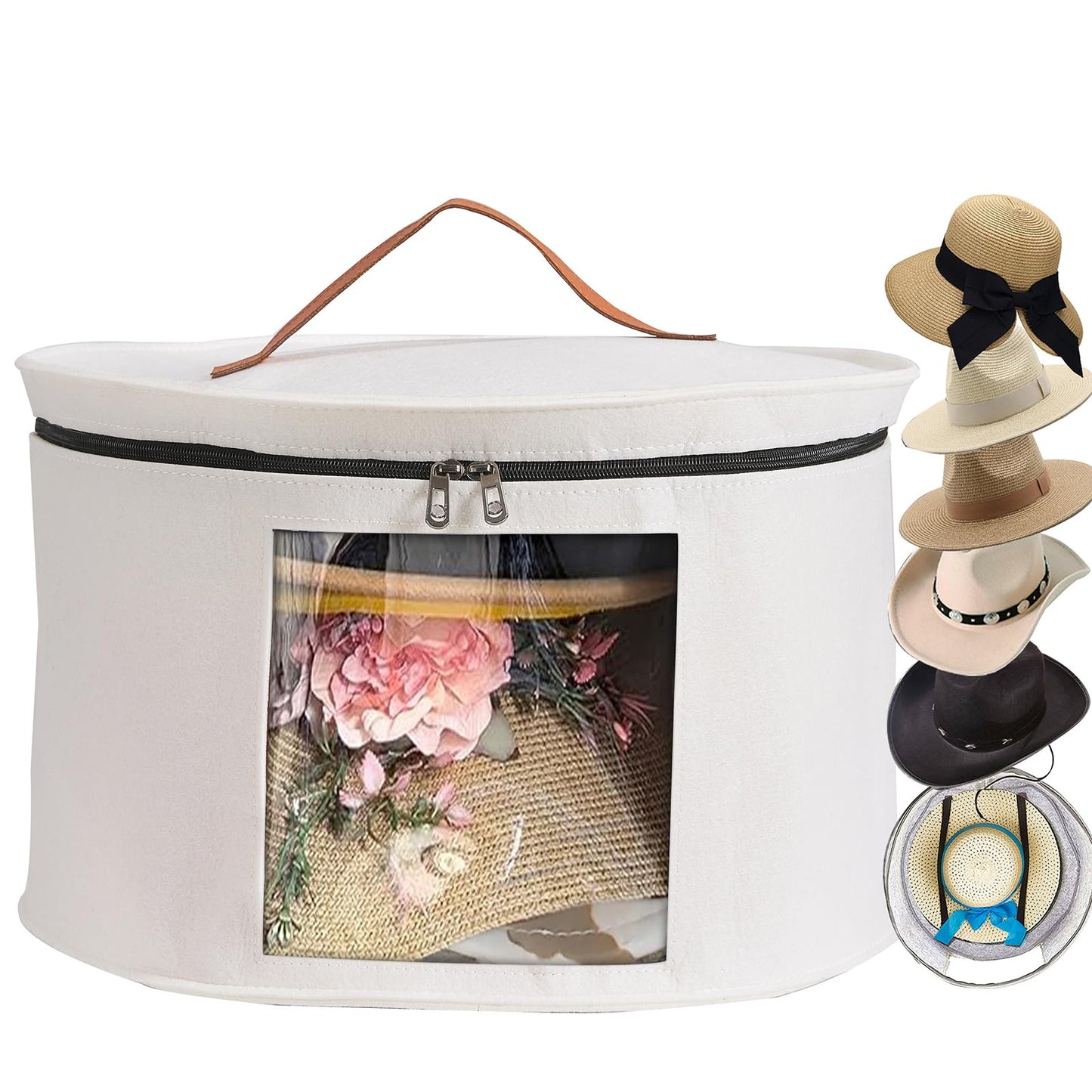 SHWWQUE Hat Storage Box,Hat Boxes for Women Storage,Cowboy Hats Holder for Travel,Wide Brims Hat Carrier Case,Stuffed Animal Toy Organizer,Hat Box Closet Organizers and Storage,Hat Boxes for Men