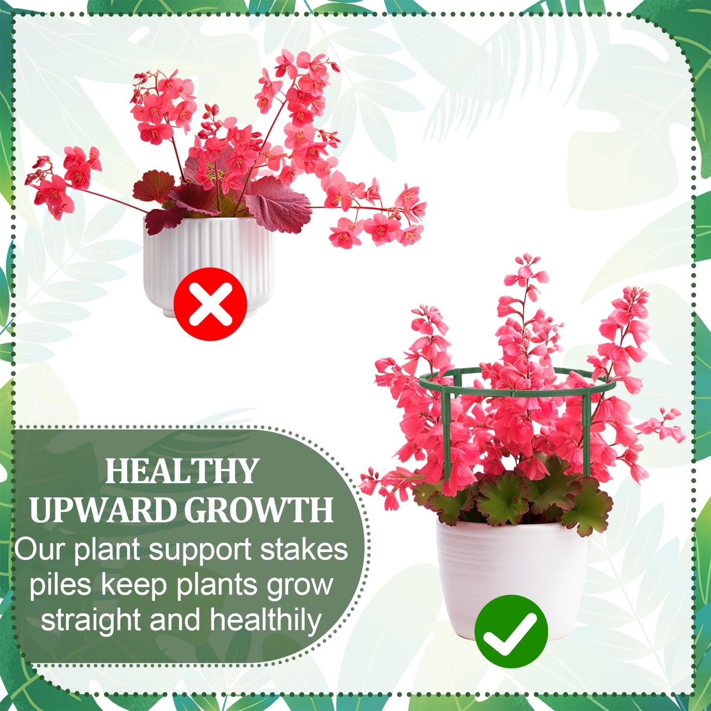 Hoemwarm 36 Pcs Plant Support Stakes, Half Round Plant Support for Indoor Plants Stackable Plant Holder Stick Plastic 9.8 Inch Plant Stakes for Tomato, Monstera, Peony, Hydrangea Climbing Plants