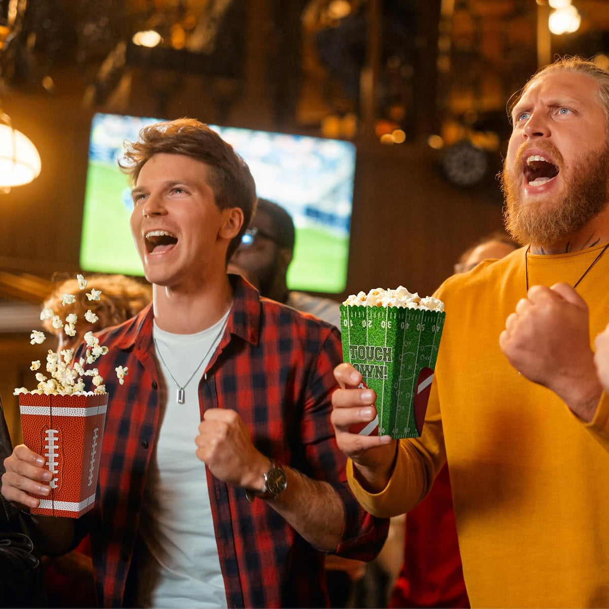 Football Party Supplies Kit for 24 - Popcorn Boxes，Popcorn Buckets for Birthday, Tailgate Celebrations | Football Party Favors & Decorations Set
