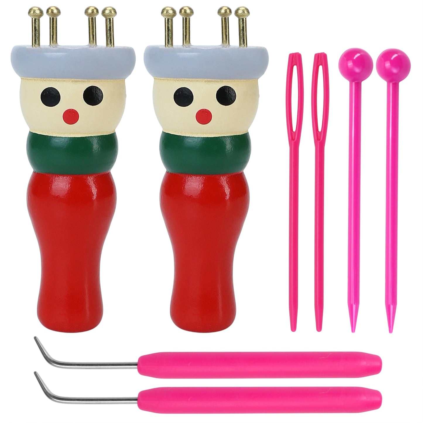 BuleVina 2 Pack French Knitting Doll Crochet Loom Craft Kit Wooden Knit Spool for DIY Making Bracelet Toy