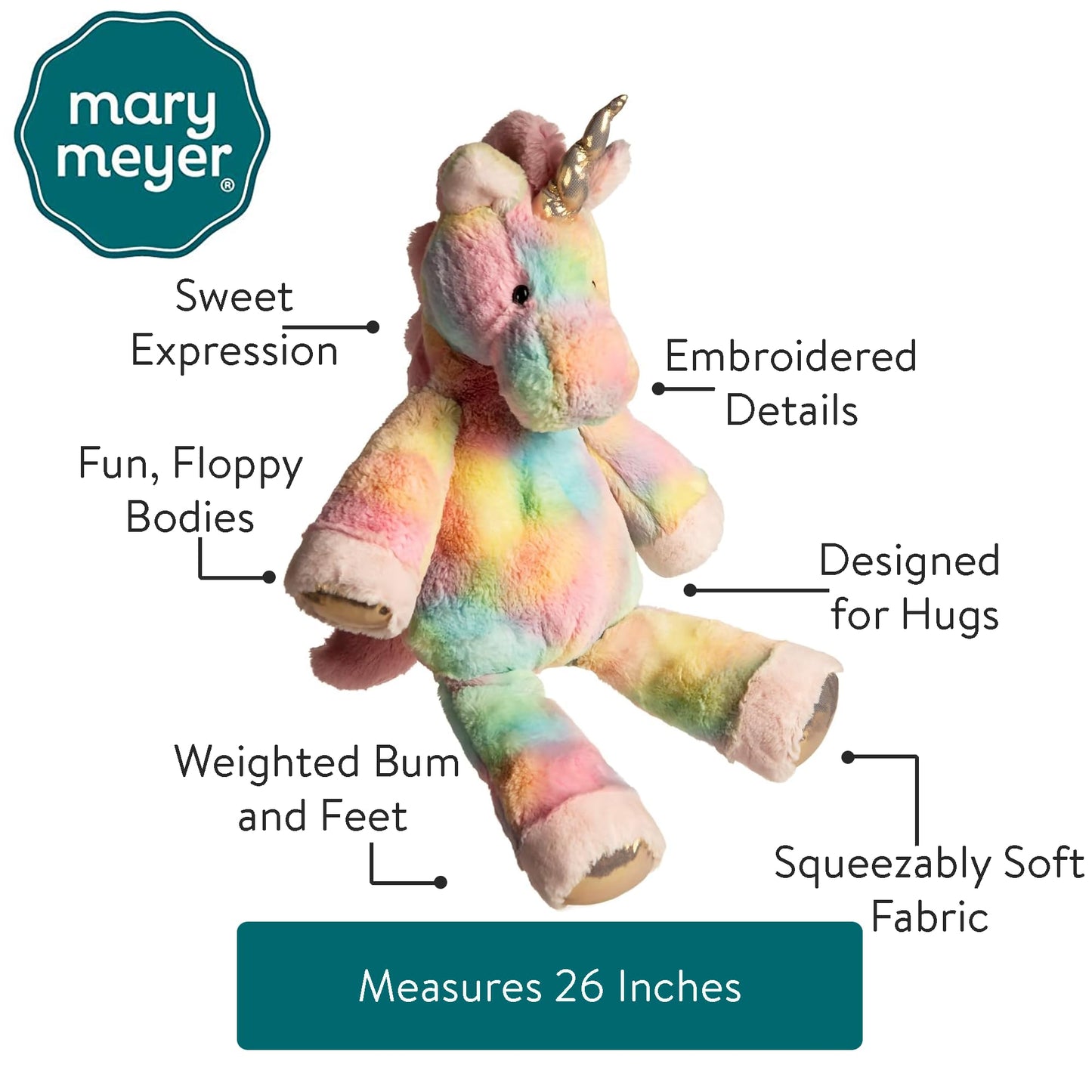 Mary Meyer Marshmallow Zoo Stuffed Animal Soft Toy, 19-Inches, Large Fro-Yo Unicorn