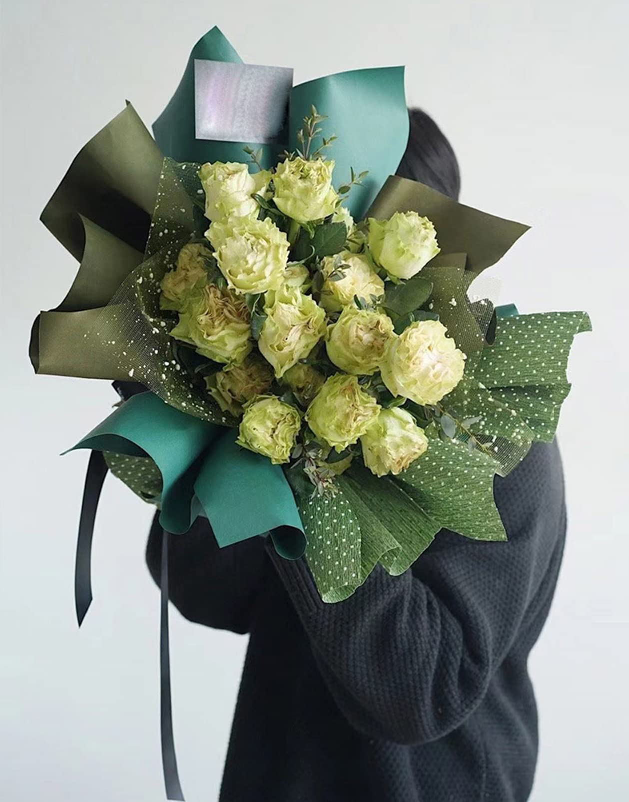 Oakbud Flower Wrapping Mesh Florist Bouquet Gift Packaging DIY Snow Dot Yarn Floral Bouquet Craft Net Paper Florist Supplies 1Roll 19.7inch x 4Yard (Coffee)
