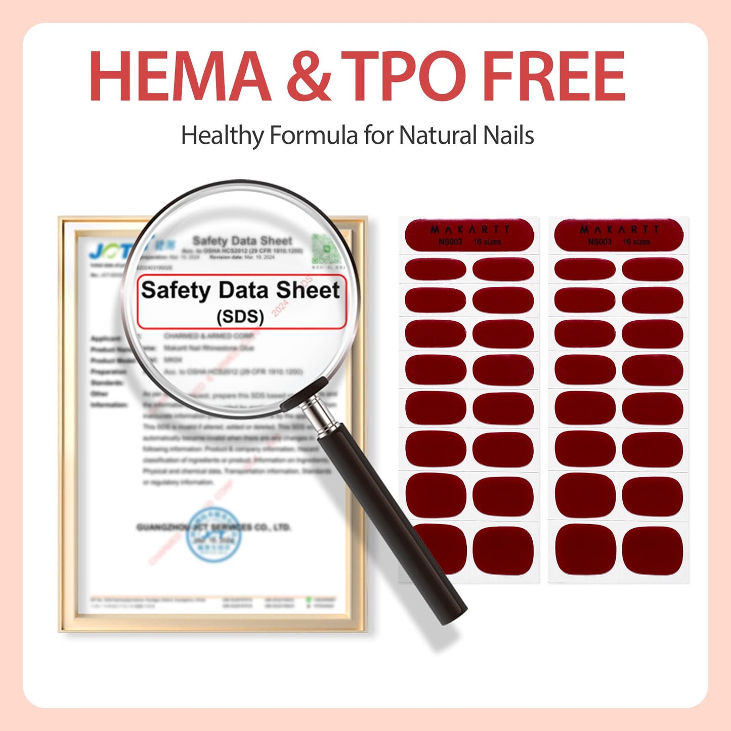 Makartt Semi Cured Gel Nail Strips Kit 2 Packs – Real Gel, Hema & TPO Free, 16 Sizes Anti-Lift Fit, UV Light Required, Salon Quality, Long Lasting, Includes Dual-Ended Tool & Prep Kit (Deep Burgundy)