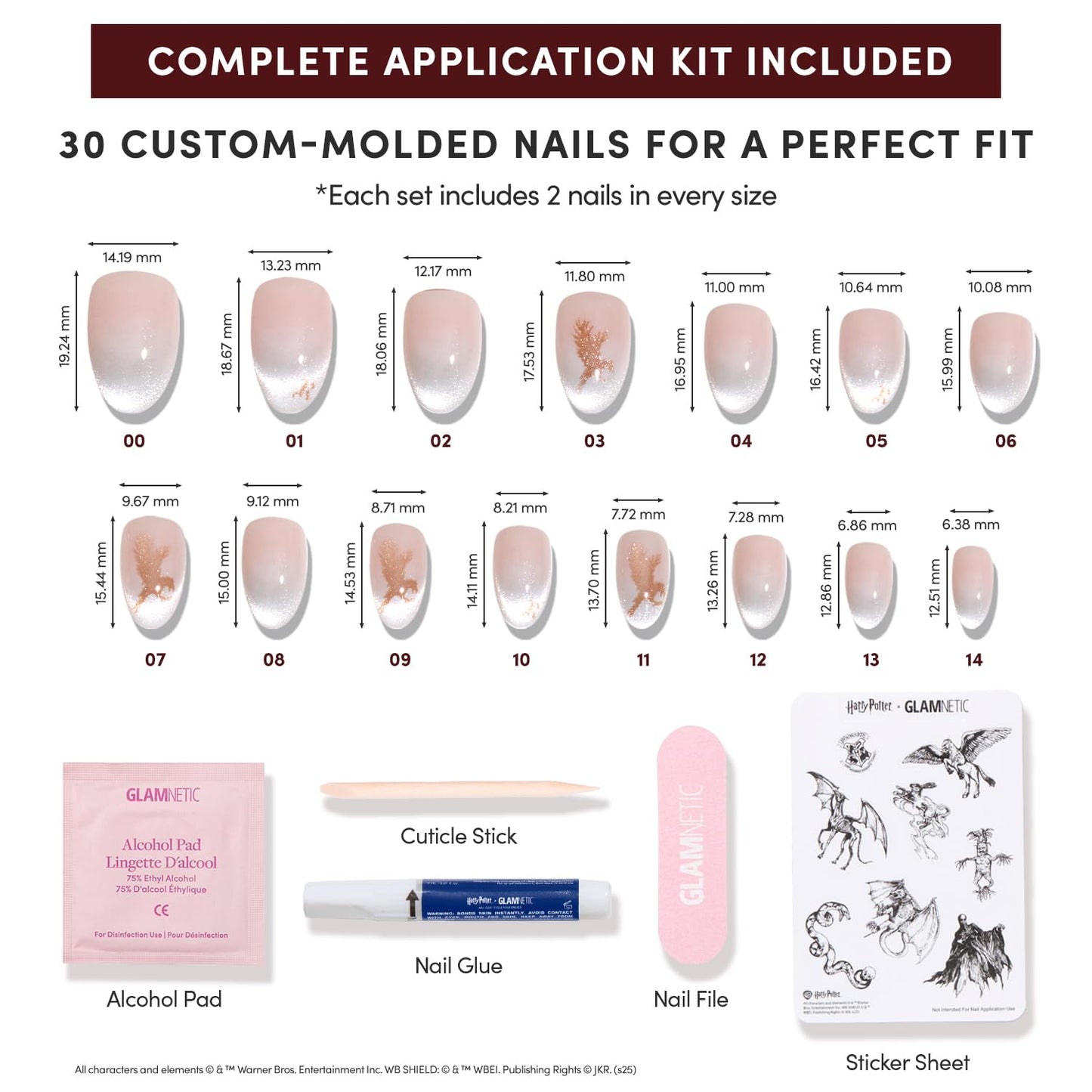 Harry Potter™ x Glamnetic Press-On Nails Bundle - Rowena Ravenclaw™, Goal Digger & Fairy Dust | Short Oval Fake Nails with Velvet Gradient Tips & Rose Gold Graphic, Officially Licensed | Glossy, Semi-