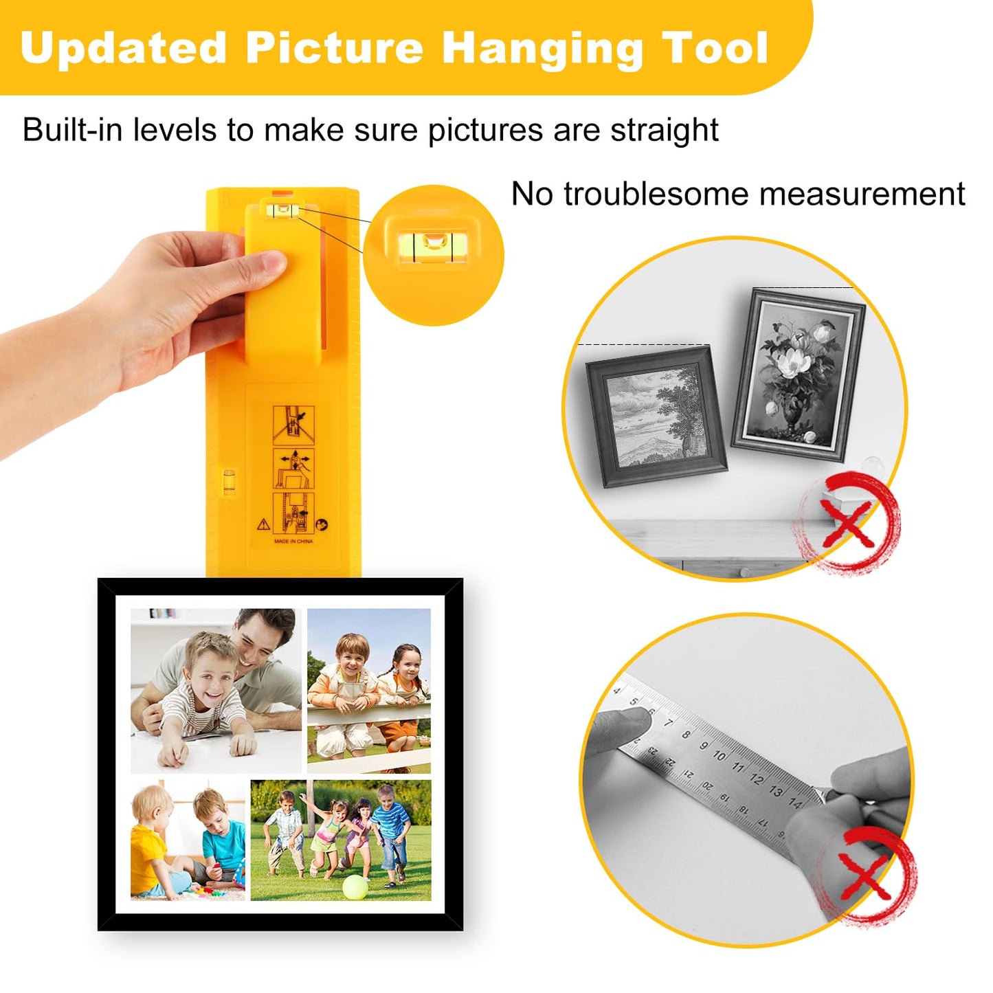 Stalishare Picture Hanging Kit 220PCS, Instaframe Easy Picture Hang and Level Tool, Wall Hanging Kit Assorted with Sawtooth/ Wire Hangers, Small Hammer for Photo/ Painting/ Art/ Canvas/ Home Decor