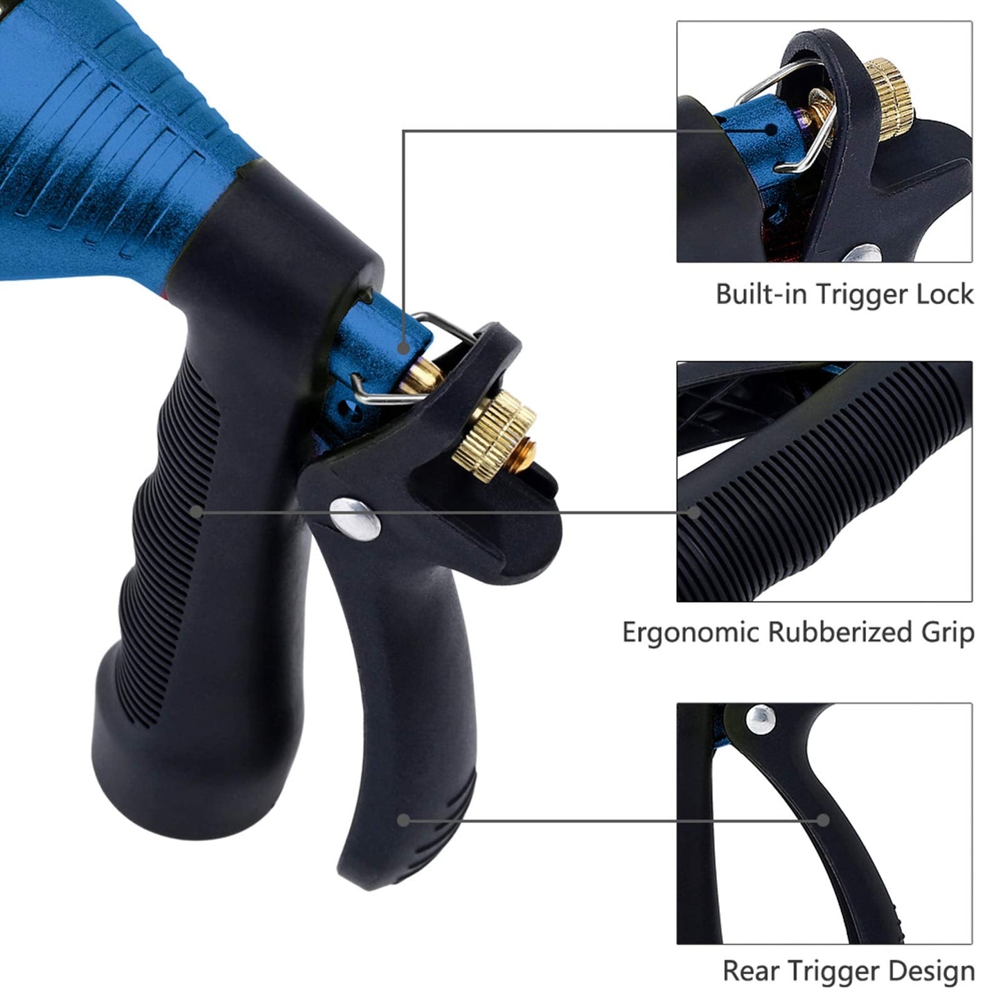 GREEN MOUNT Water Hose Nozzle Spray Nozzle, Metal Garden Hose Nozzle with Adjustable Spray Patterns