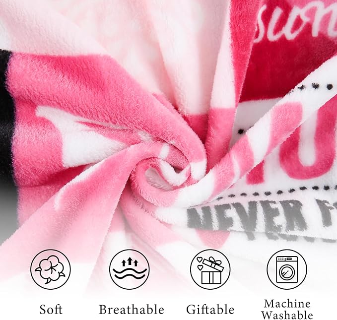 SOCHOW Giftable Throw Blanket for Mom, Super Soft and Cozy Gift for Birthday, Mother's Day from Daughter Son, Best Mom Ever Present Blanket, 50 x 60 inches, Pink