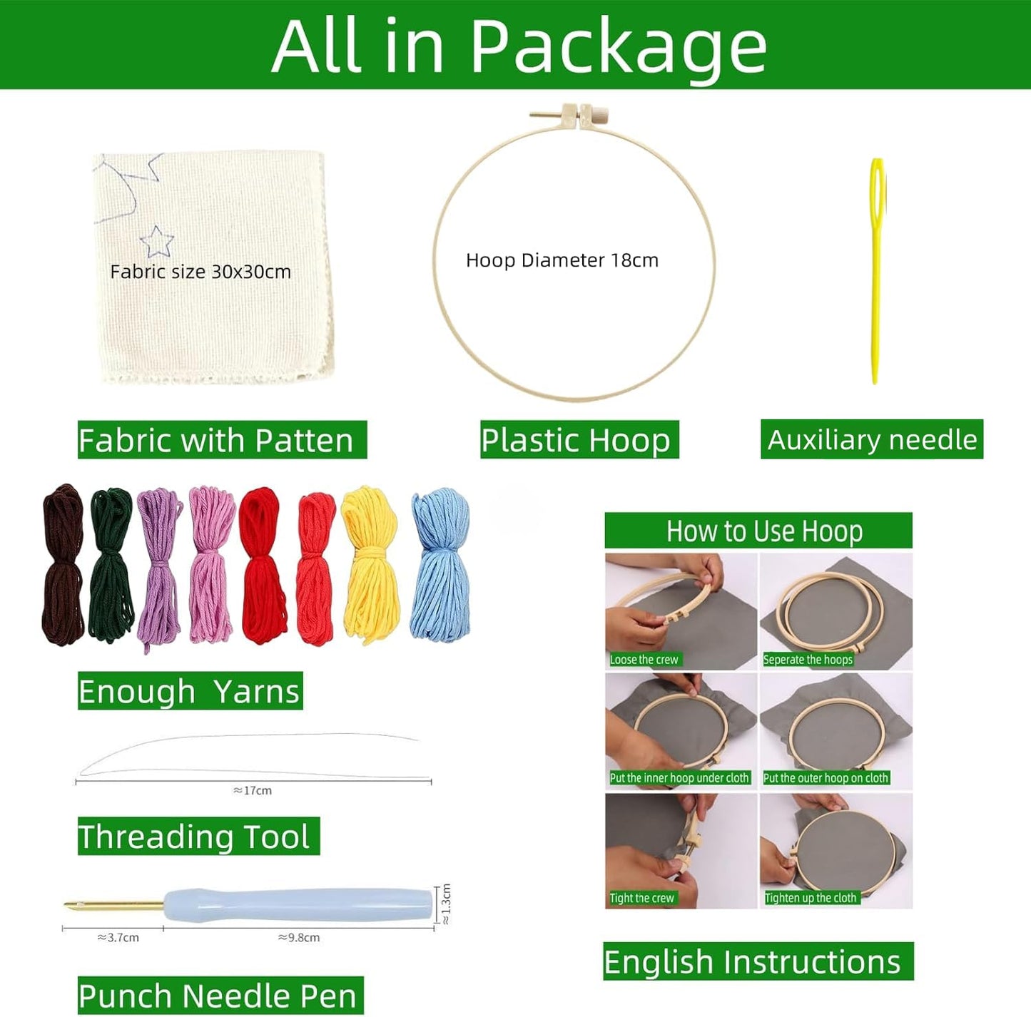 Punch Needle Kit for Beginners, Punch Stitching Kit for Adults, Needle Punch Kits for Adults, Brown Bear in The Forest DIY Embroidery Set for Crafts and Home Décor