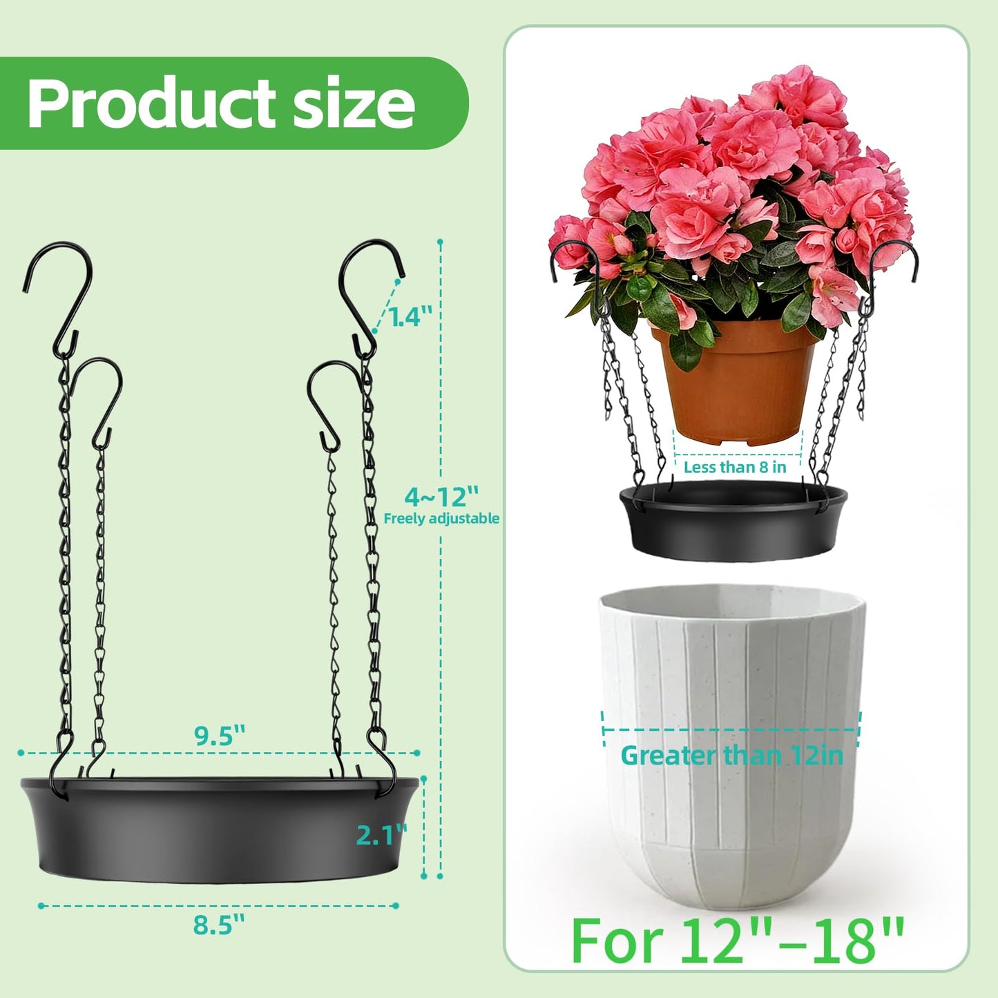 Adjustable Planter Inserts for Large Pots, Made of Thickened PP Material. They Can Be Used as a Substitute for Plant Risers for Inside Pots. Used to Reduce Soil Filling (1, medium size for 12"-18")