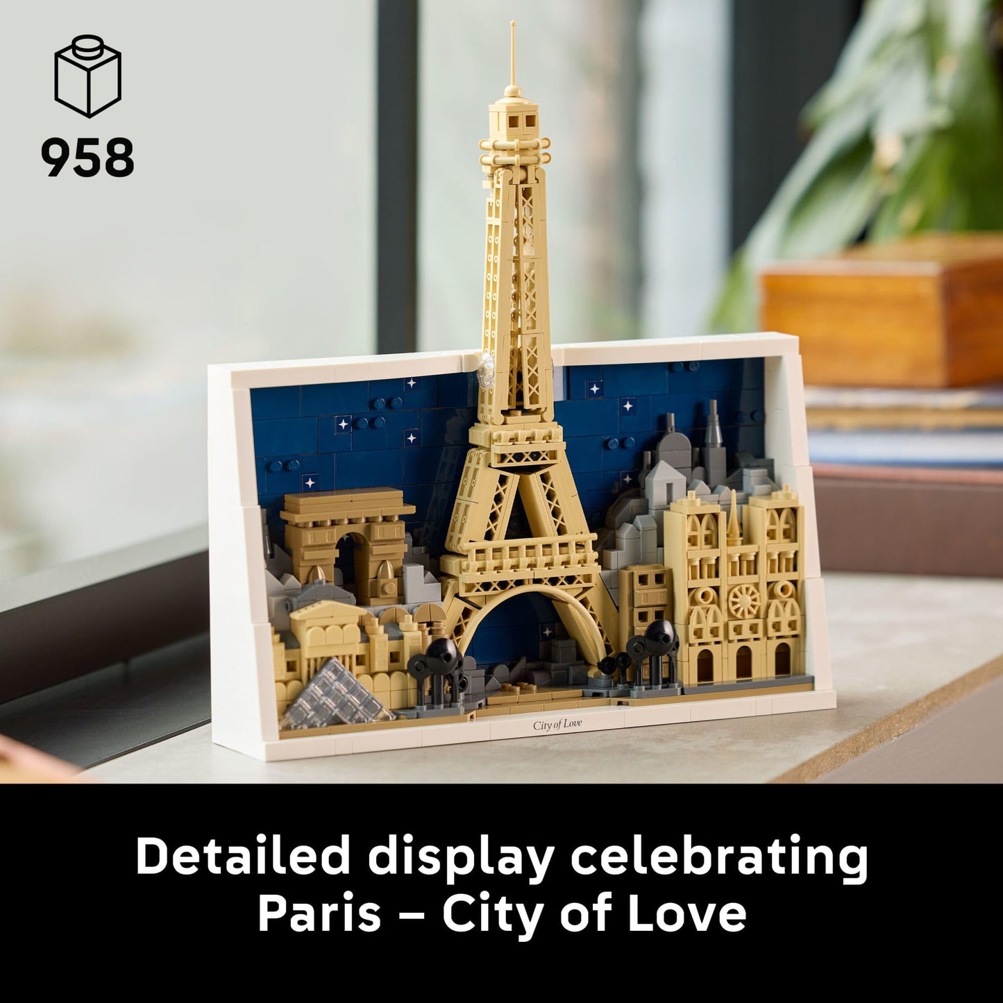 LEGO Architecture Paris – City of Love Building Set for Adults - Gift for Birthdays - Office or Bedroom Decor for Women & Men, Ages 18+ - W/Frame for Display - 21064
